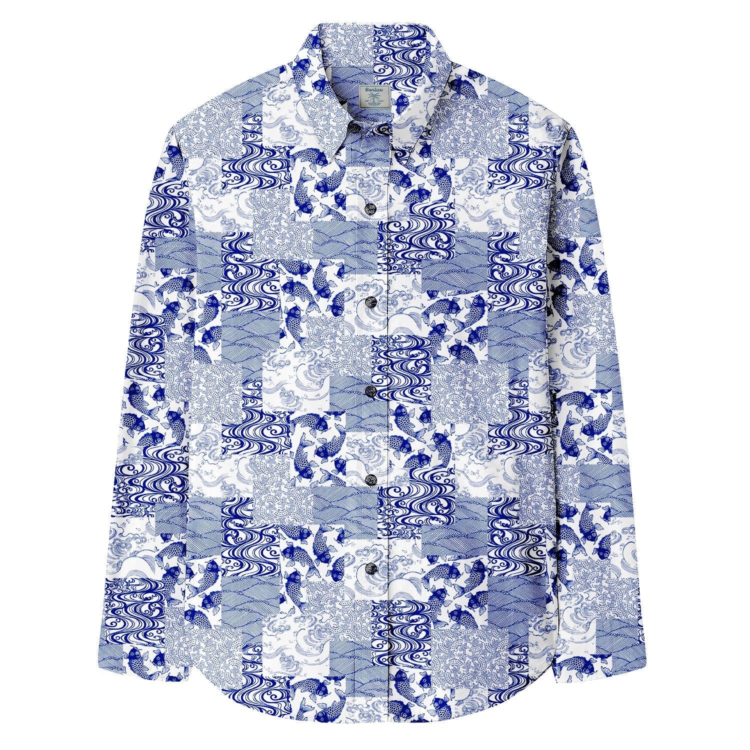 Japanese Koi Print Long Sleeve Shirt - Bonlax - Bonlax