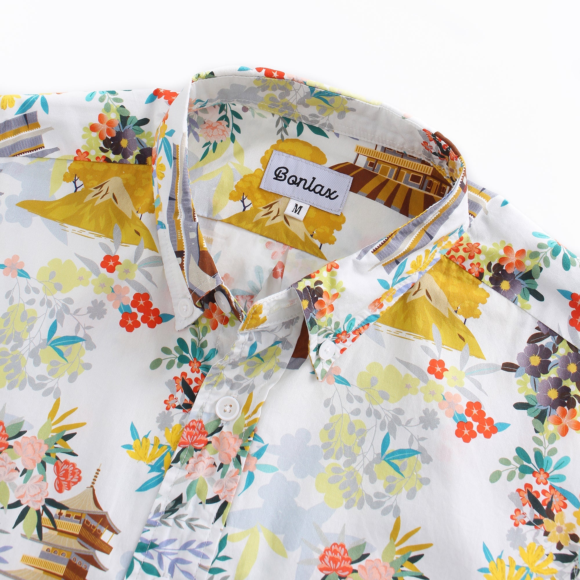 Japanese Style Tower & Flower Short Sleeve Shirt - Bonlax - Bonlax