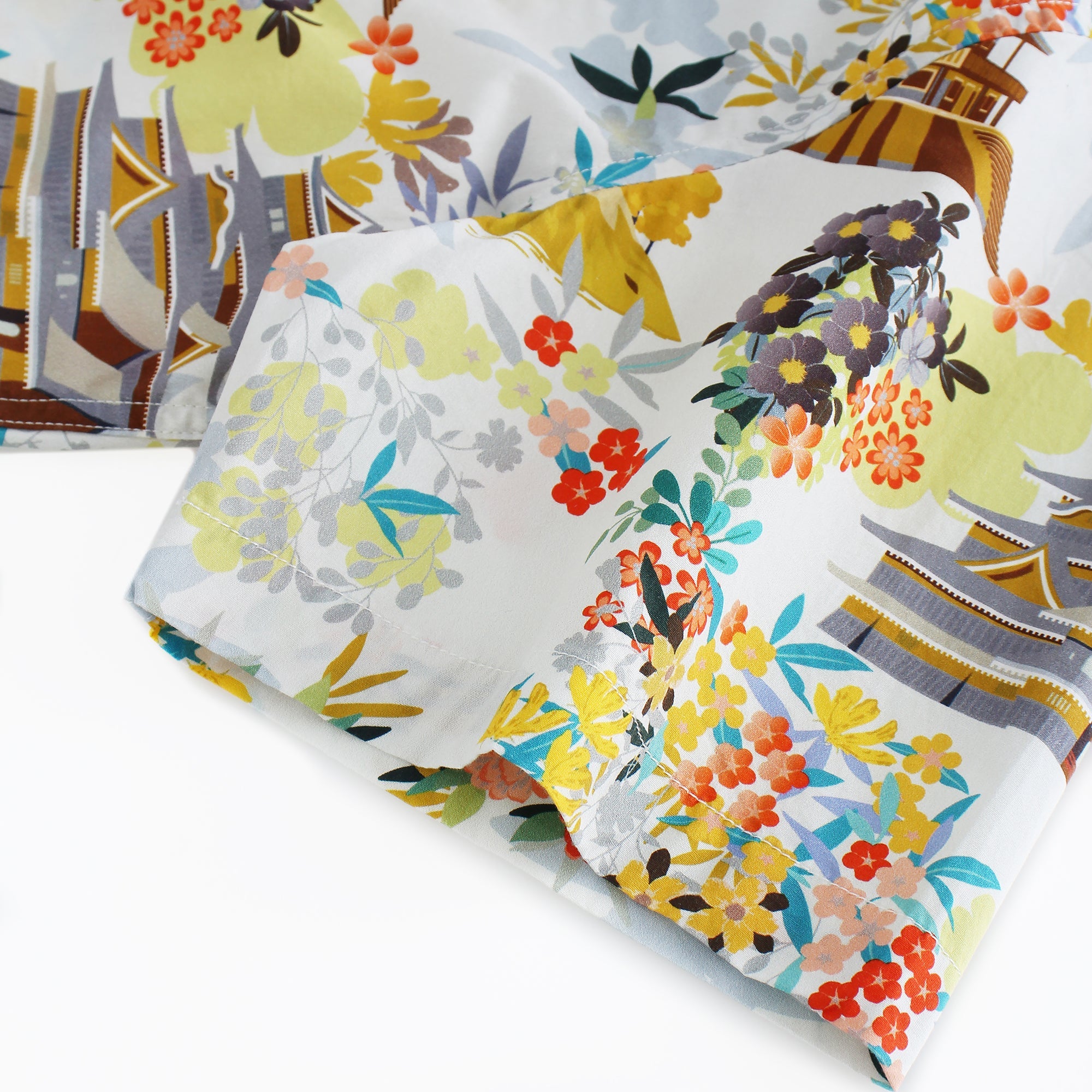 Japanese Style Tower & Flower Short Sleeve Shirt - Bonlax - Bonlax