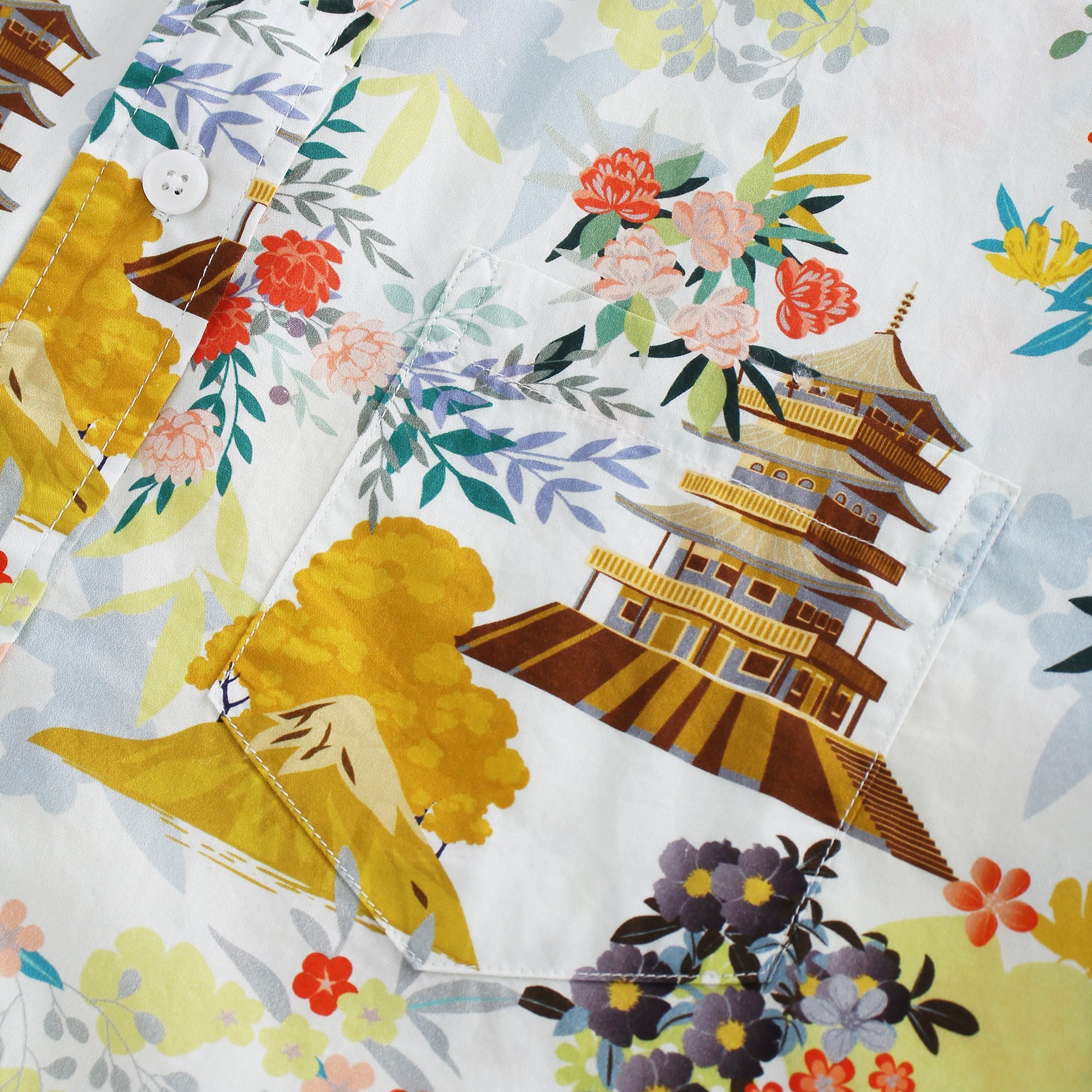 Japanese Style Tower & Flower Short Sleeve Shirt - Bonlax - Bonlax