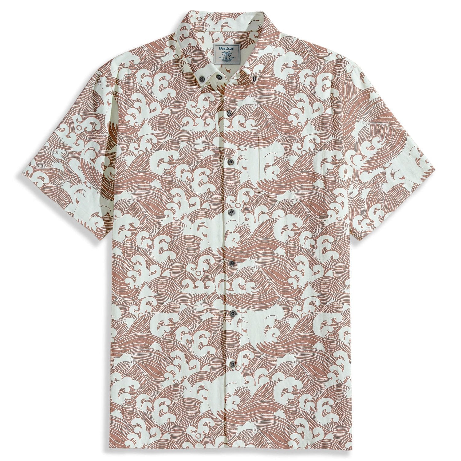 Japanese Wave Pattern Short Sleeve Shirt - Bonlax - Bonlax