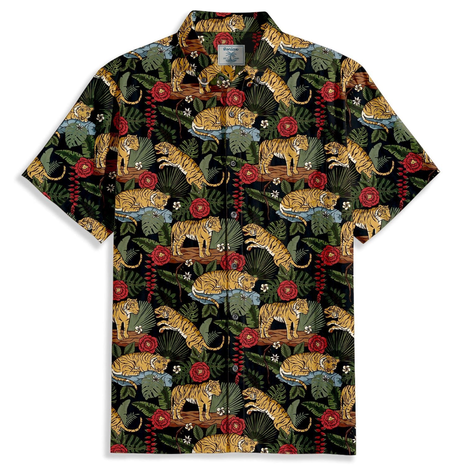 Jungle Tiger Print Short Sleeve Shirt - Bonlax - Bonlax