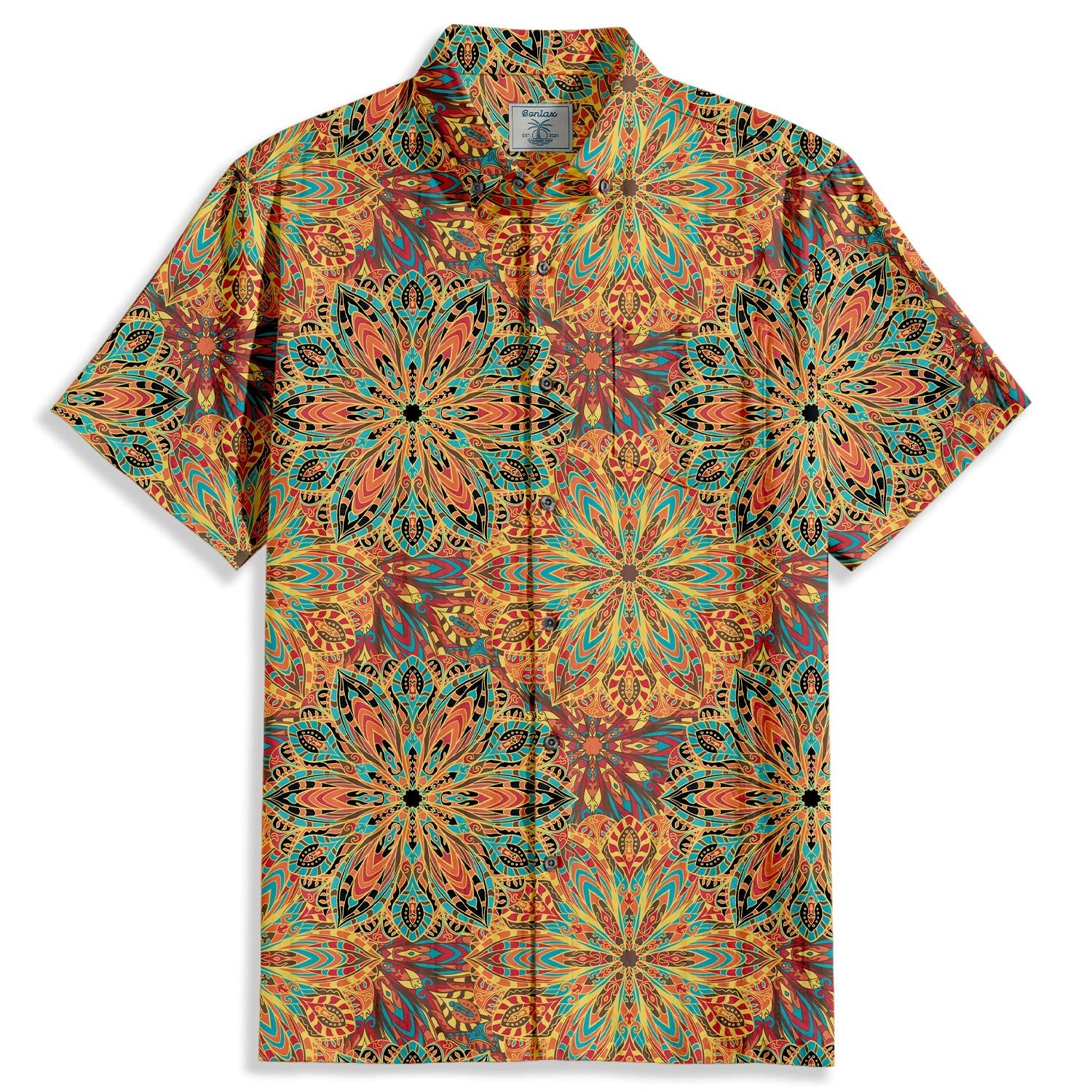 Kaleidoscope Shading Print Short Sleeve Shirt - Bonlax - Bonlax