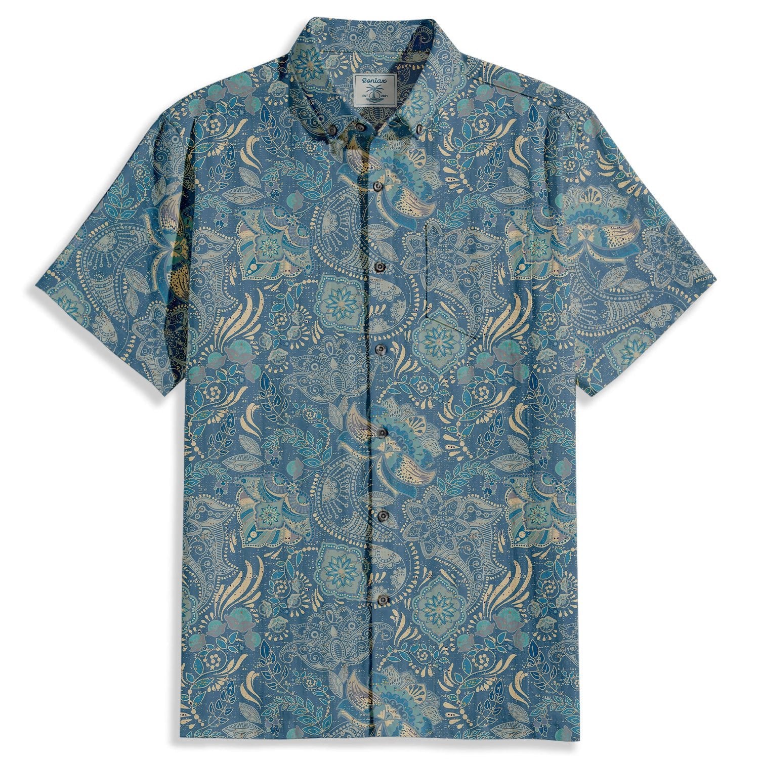 Oriental Style Exquisite Print Short Sleeve Shirt - Bonlax - Bonlax