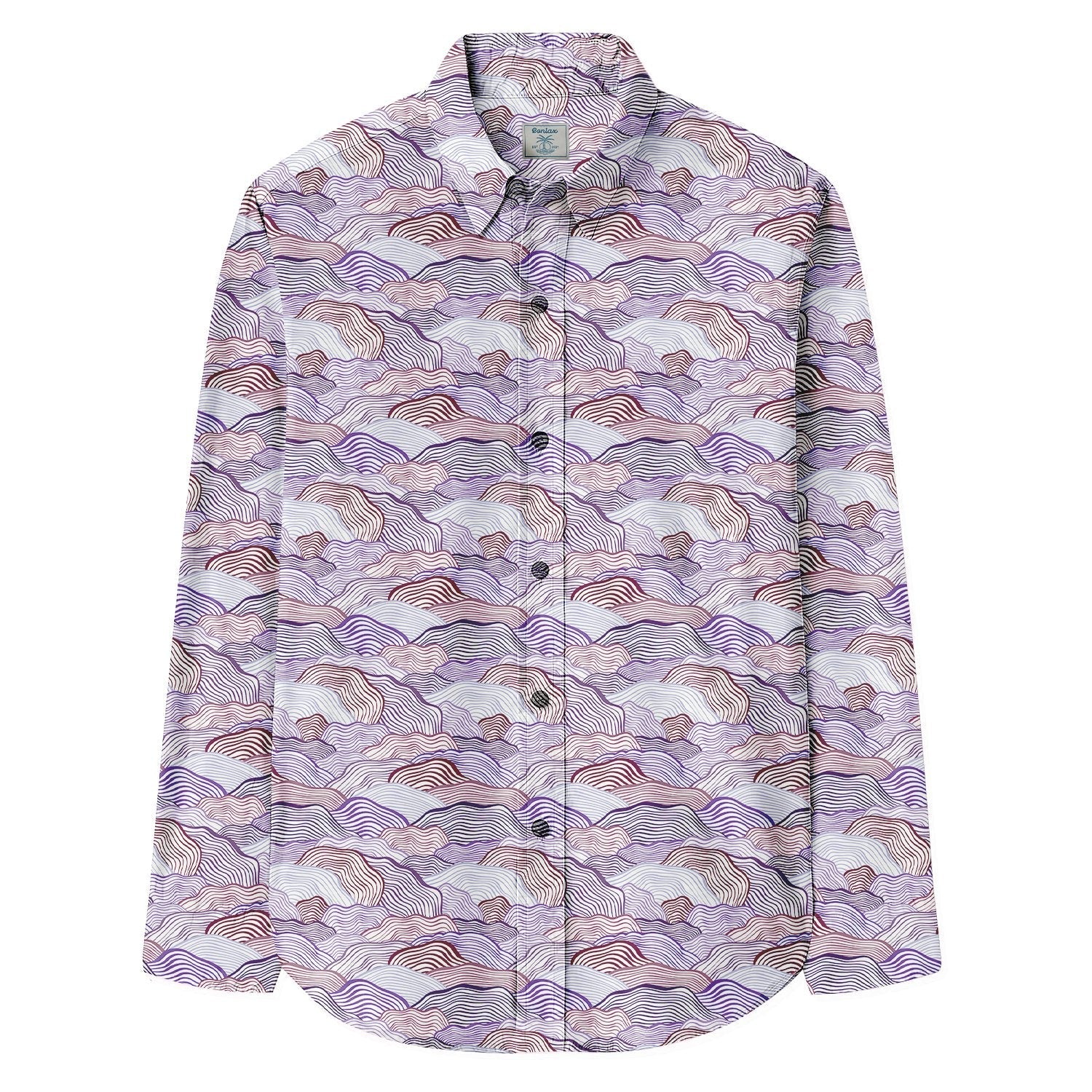 Overlapping Peak - like Lines Print Long Sleeve Shirt - Bonlax - Bonlax