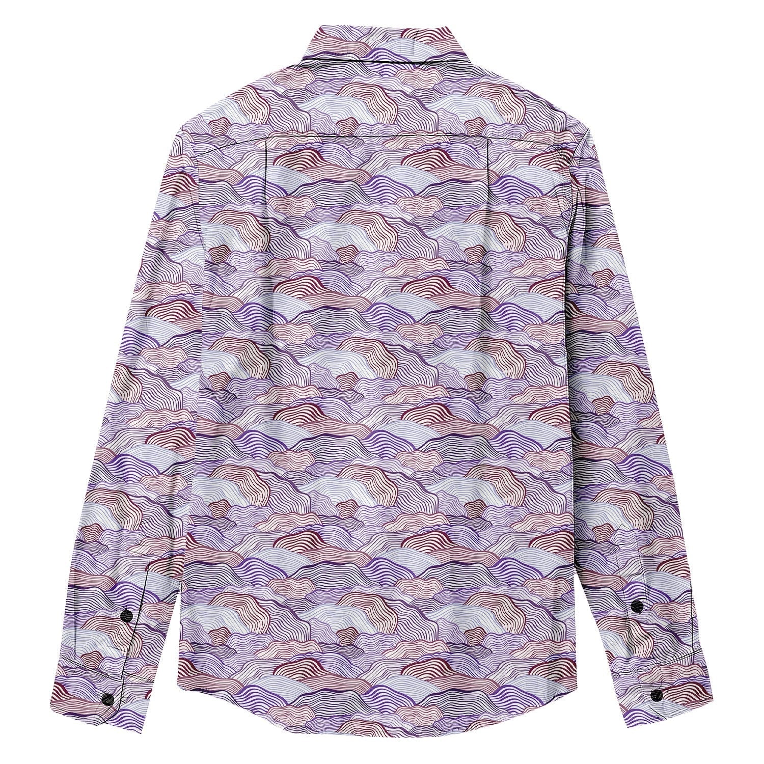 Overlapping Peak - like Lines Print Long Sleeve Shirt - Bonlax - Bonlax