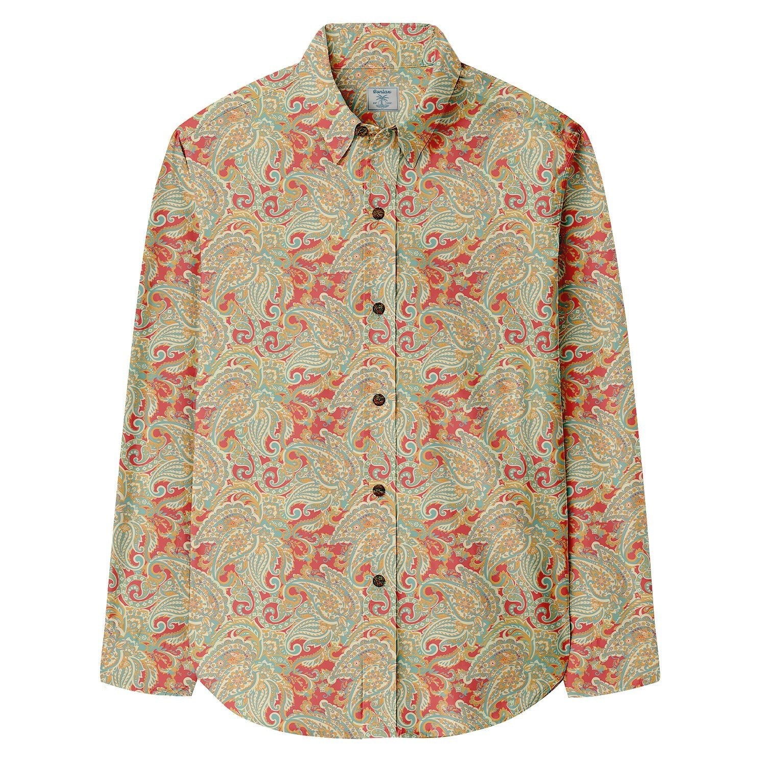 Paisley Folk Style Pattern Long Sleeve Shirt - Bonlax - Bonlax