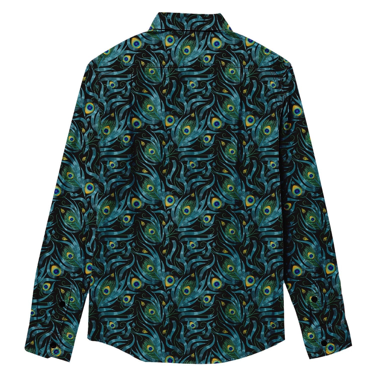 Peacock Feathers Print Long Sleeve Shirt - Bonlax - Bonlax