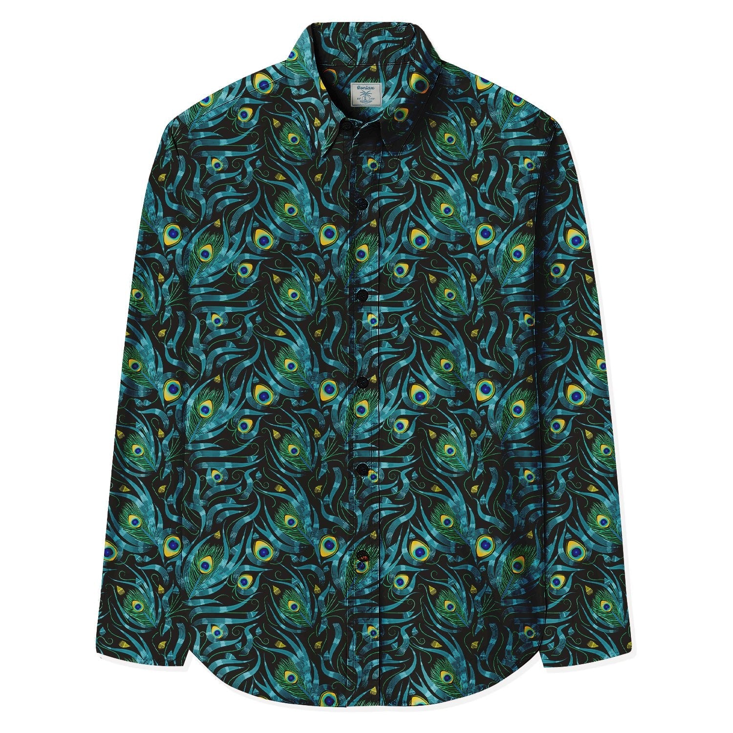 Peacock Feathers Print Long Sleeve Shirt - Bonlax - Bonlax