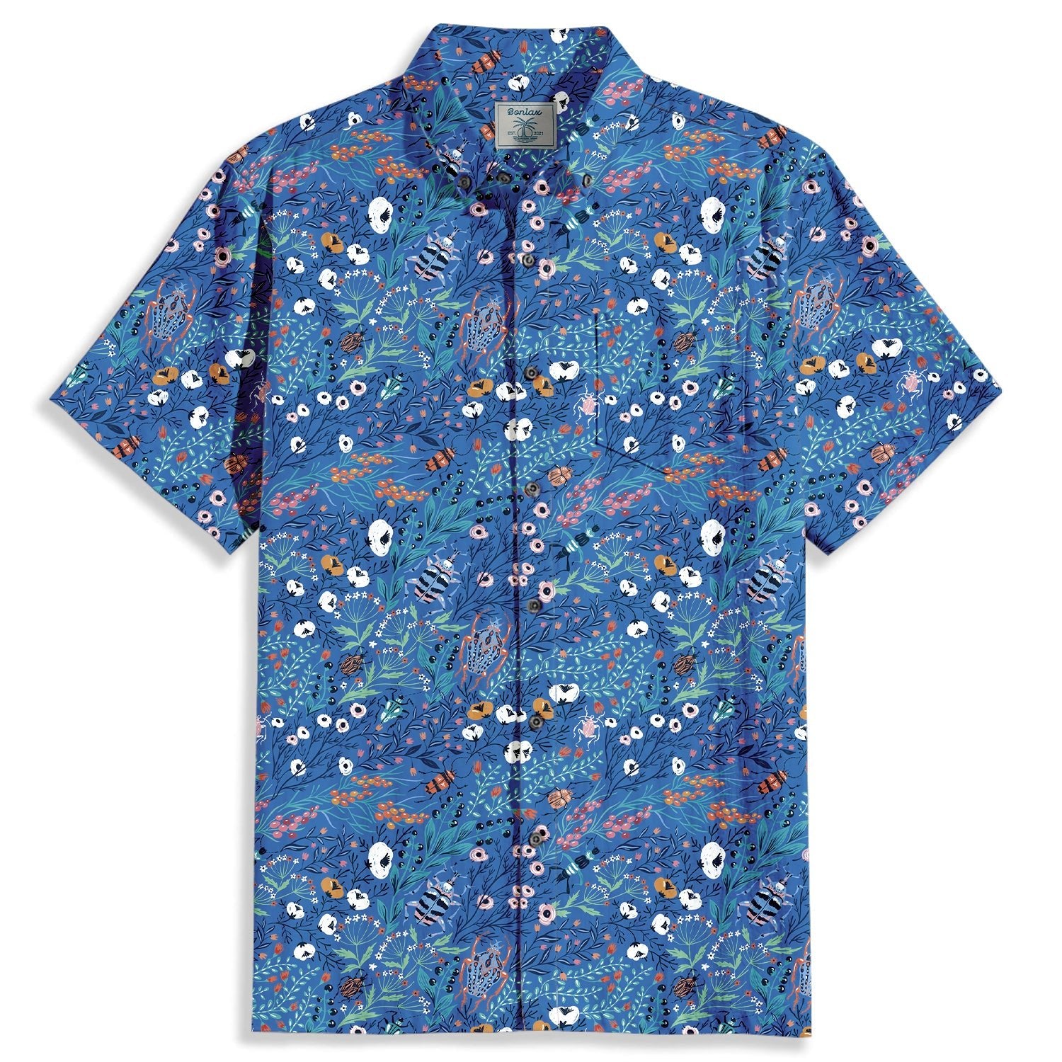 Plant Insects Print Short Sleeve Shirt - Bonlax - Bonlax