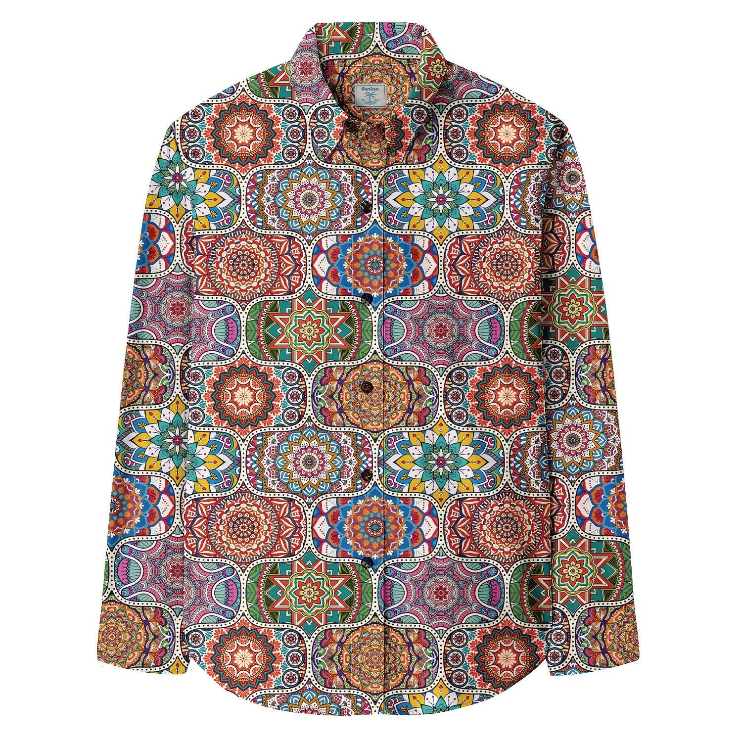 Retro Ethnic Decoration Print Long Sleeve Shirt - Bonlax - Bonlax