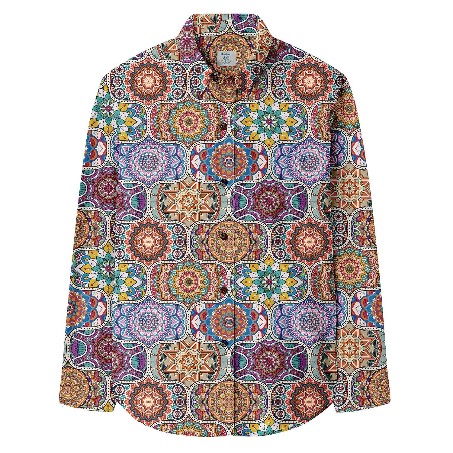 Retro Ethnic Decoration Print Long Sleeve Shirt - Bonlax - Bonlax