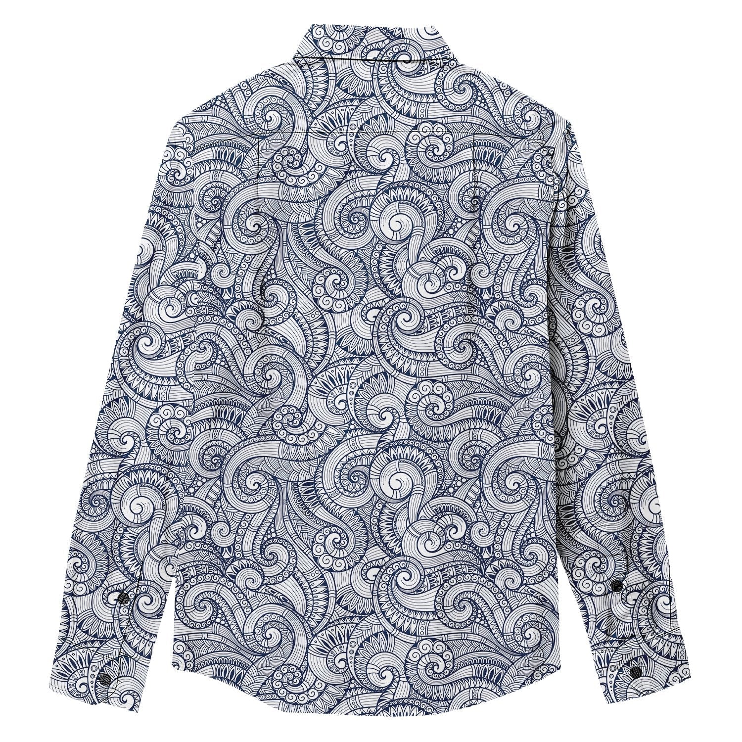 Retro Ethnic Floral Doodle Long Sleeve Shirt - Bonlax - Bonlax