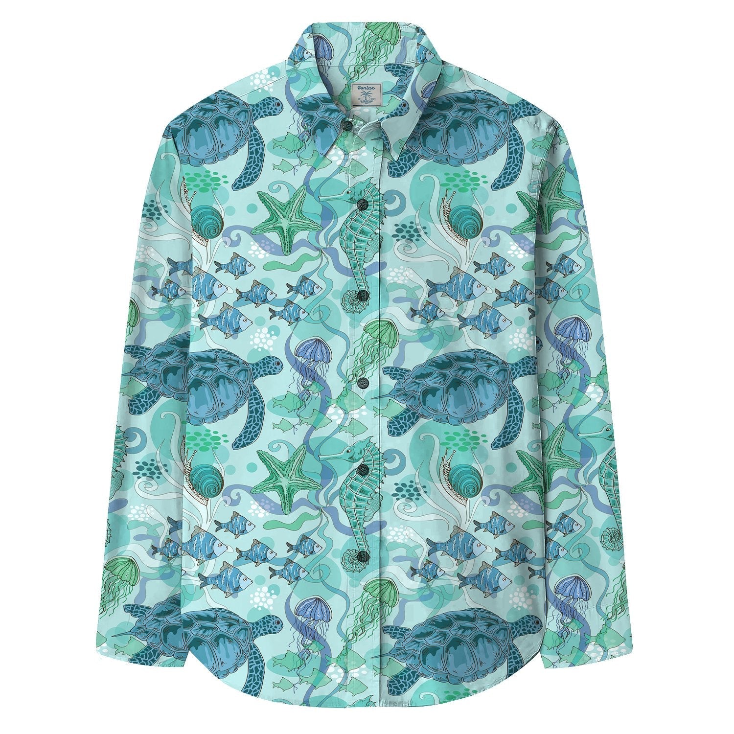 Sea Turtle Jellyfish Long Sleeve Shirt - Bonlax