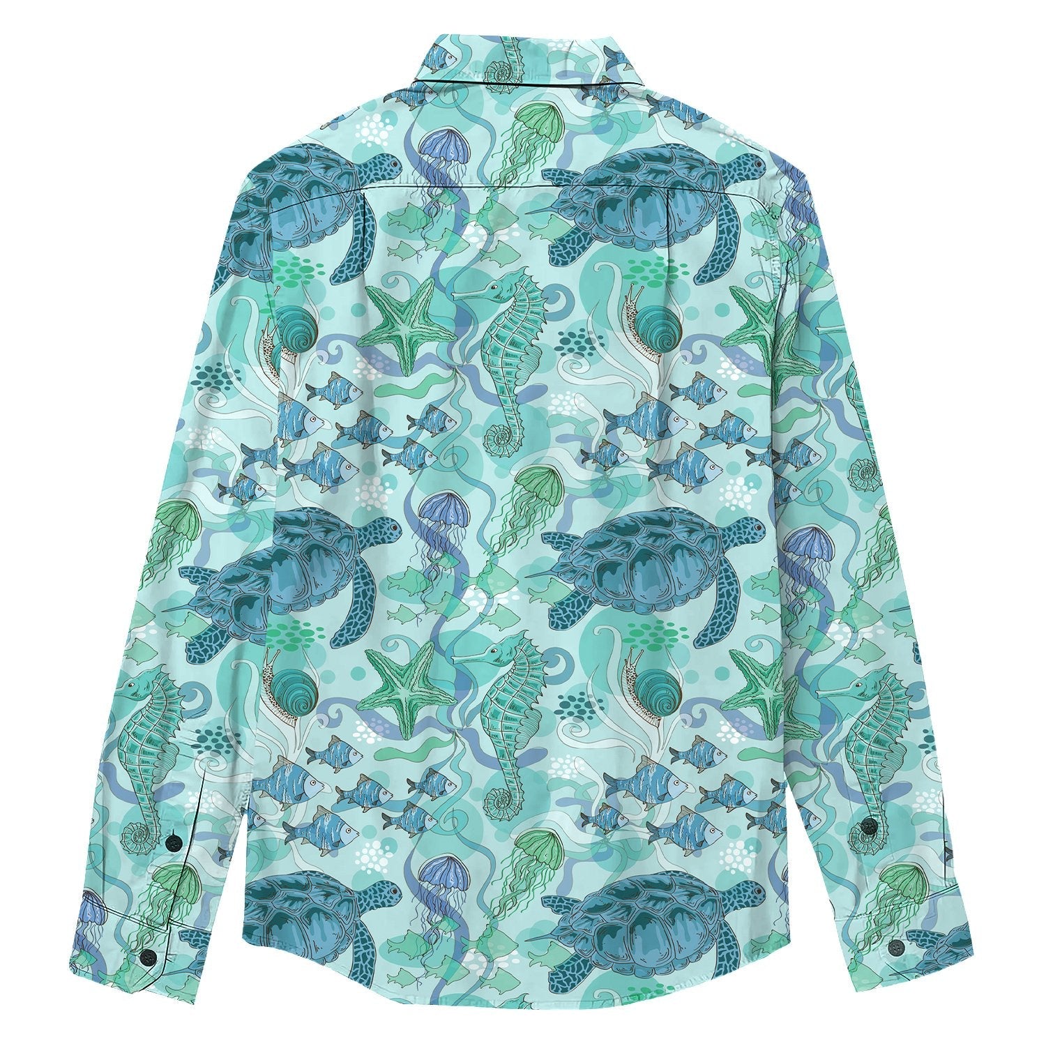 Sea Turtle Jellyfish Long Sleeve Shirt - Bonlax