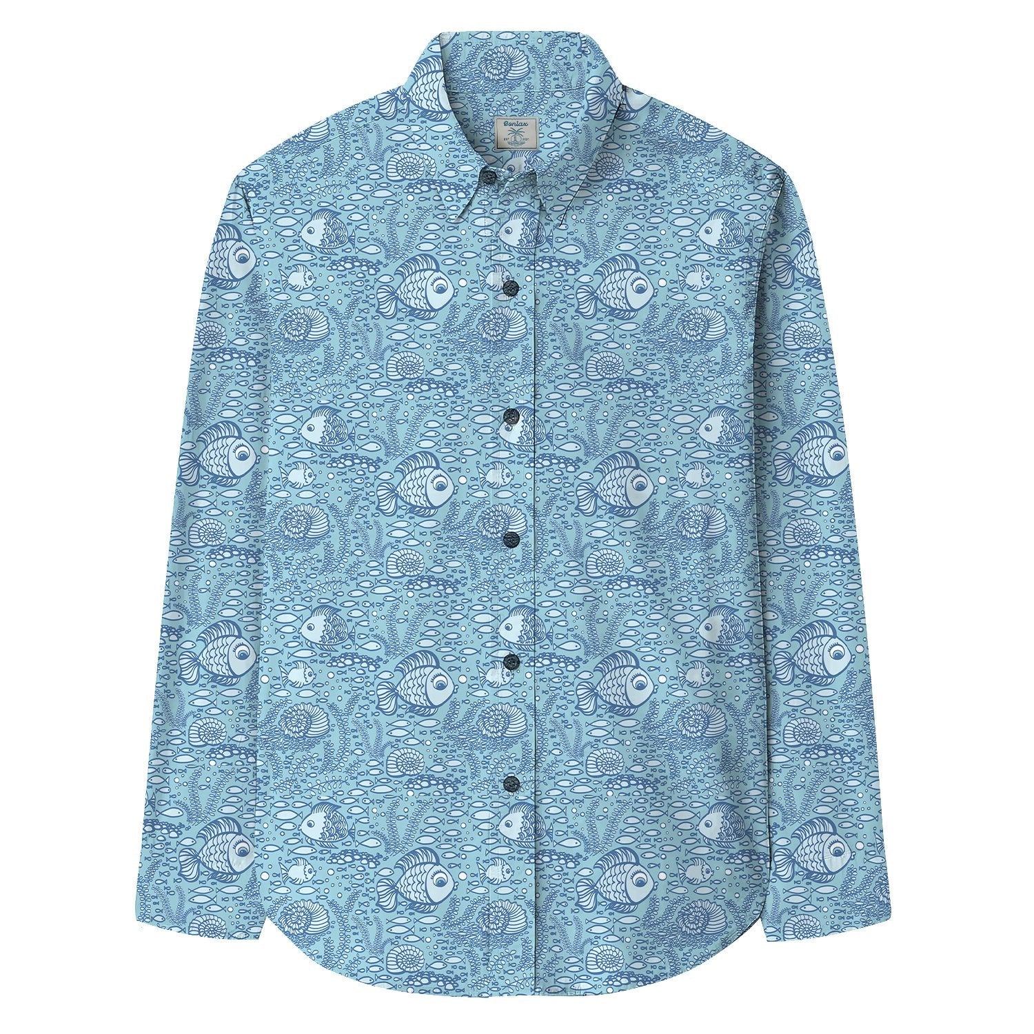 Seabed Fish Print Long Sleeve Shirt - Bonlax - Bonlax