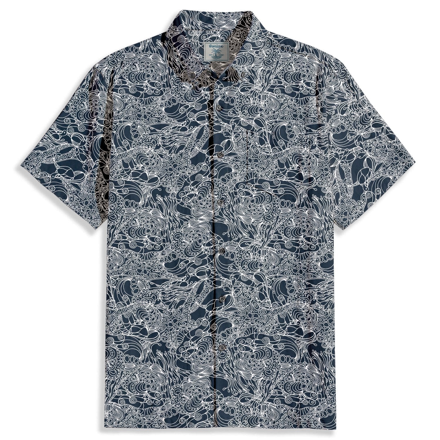 Spiral Curve Line Pattern Short Sleeve Shirt - Bonlax - Bonlax