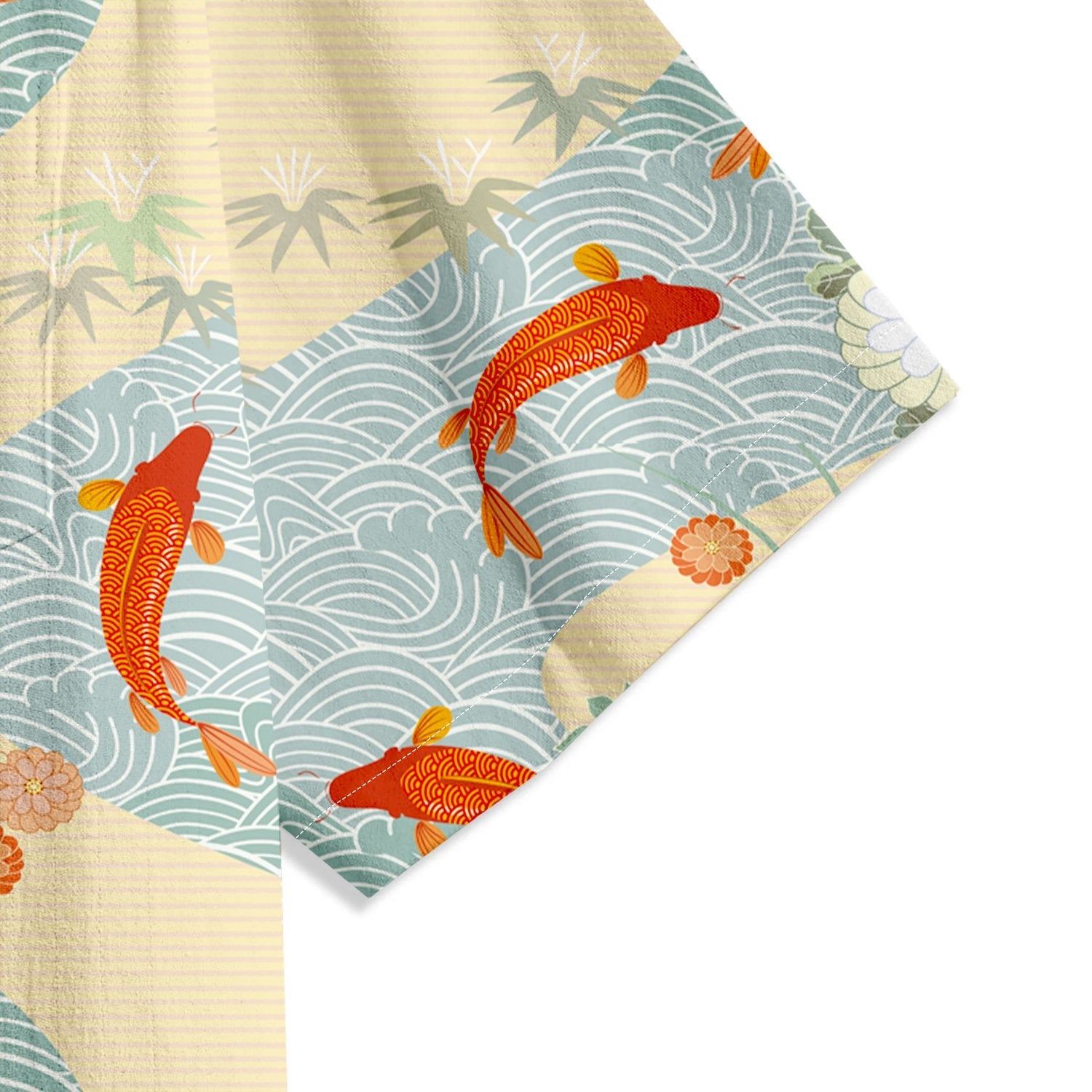 Striped Koi Print Short Sleeve Shirt - Bonlax - Bonlax