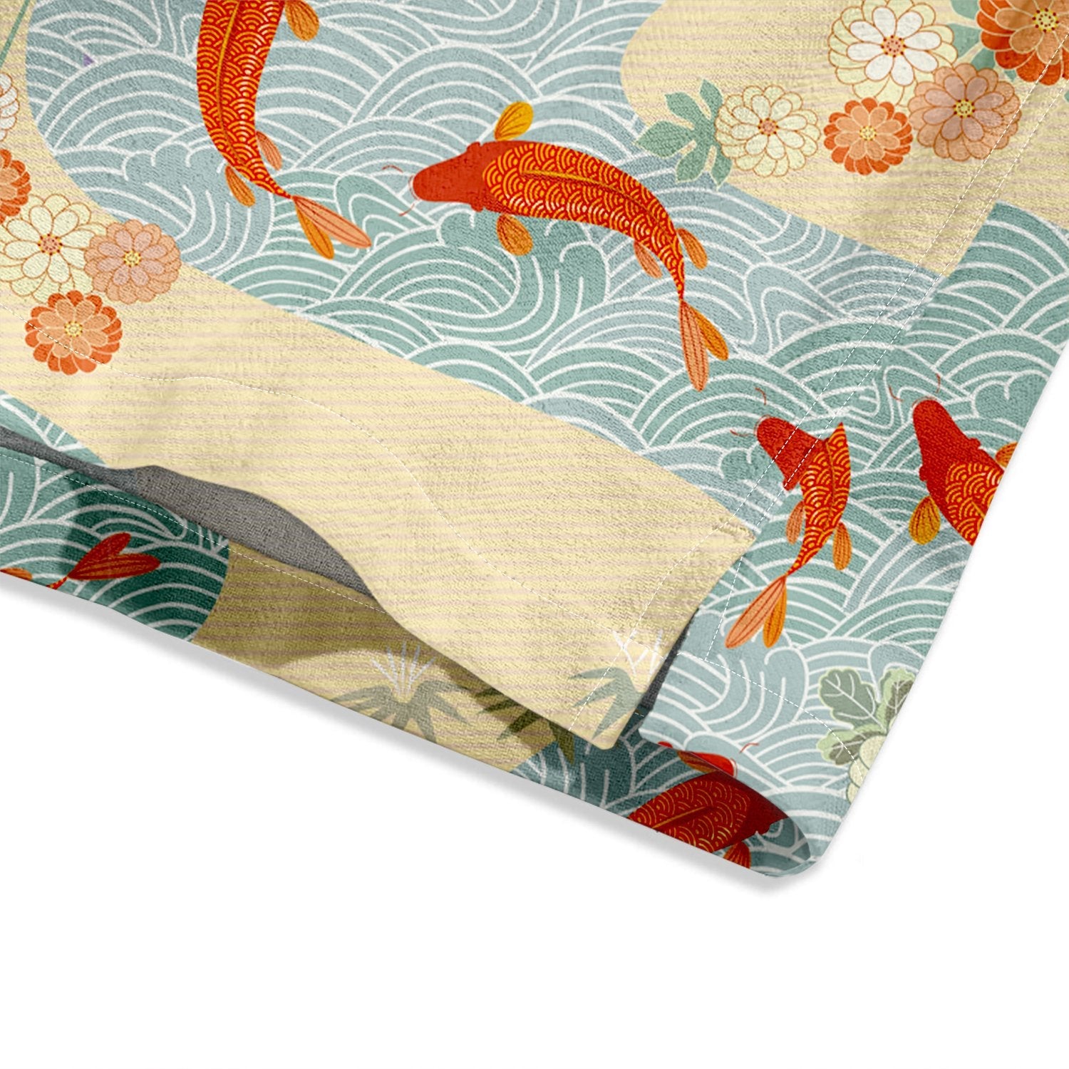 Striped Koi Print Short Sleeve Shirt - Bonlax - Bonlax