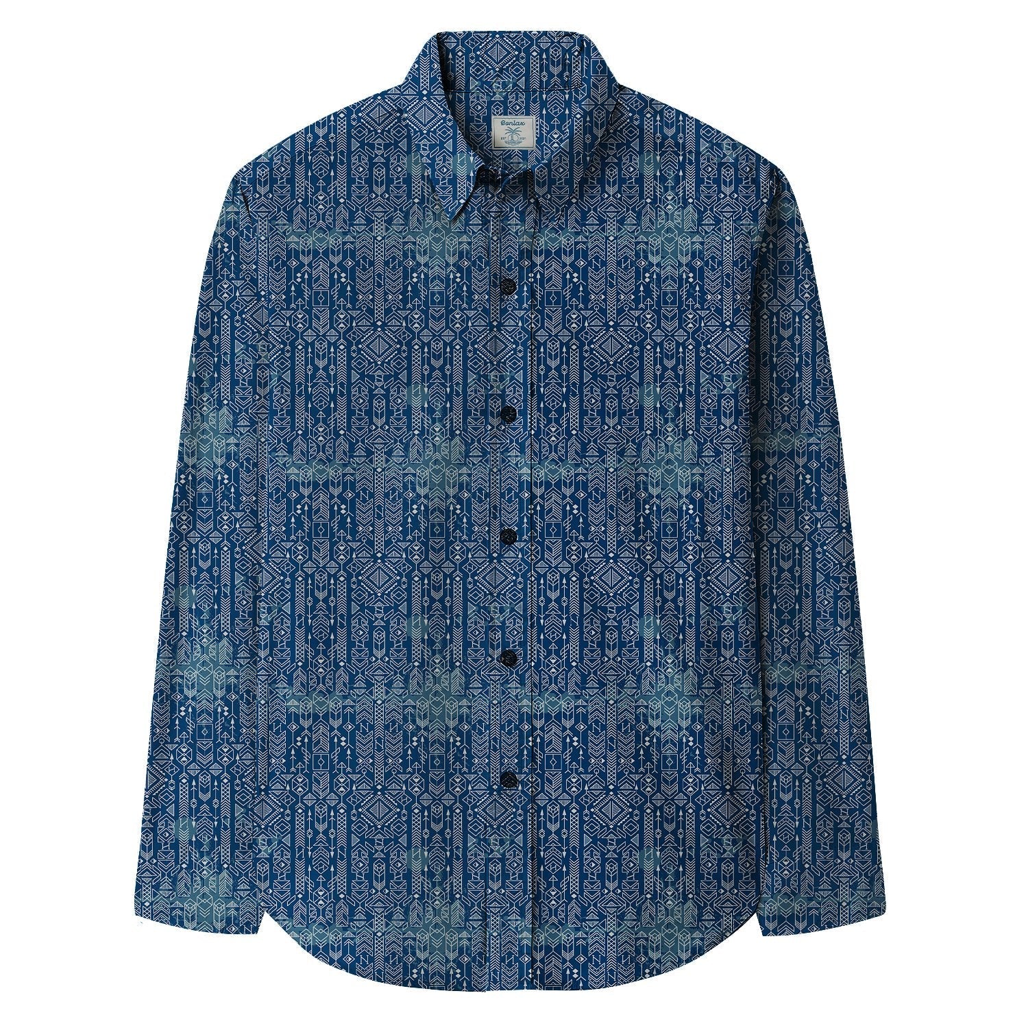 Three - dimensional Geometric Pattern Print Long Sleeve Shirt - Bonlax - Bonlax