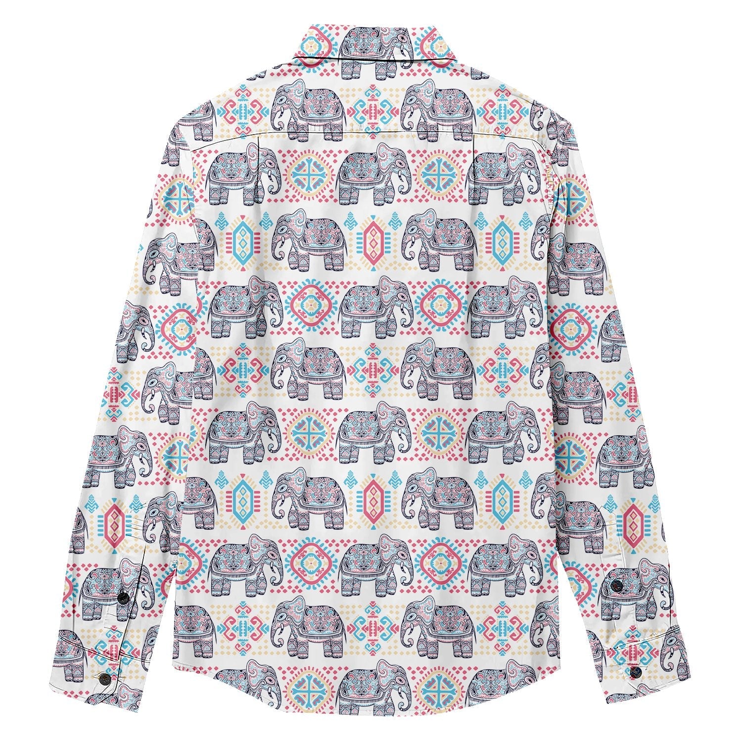 Tribal Decorative Indian Elephant Print Long Sleeve Shirt - Bonlax - Bonlax