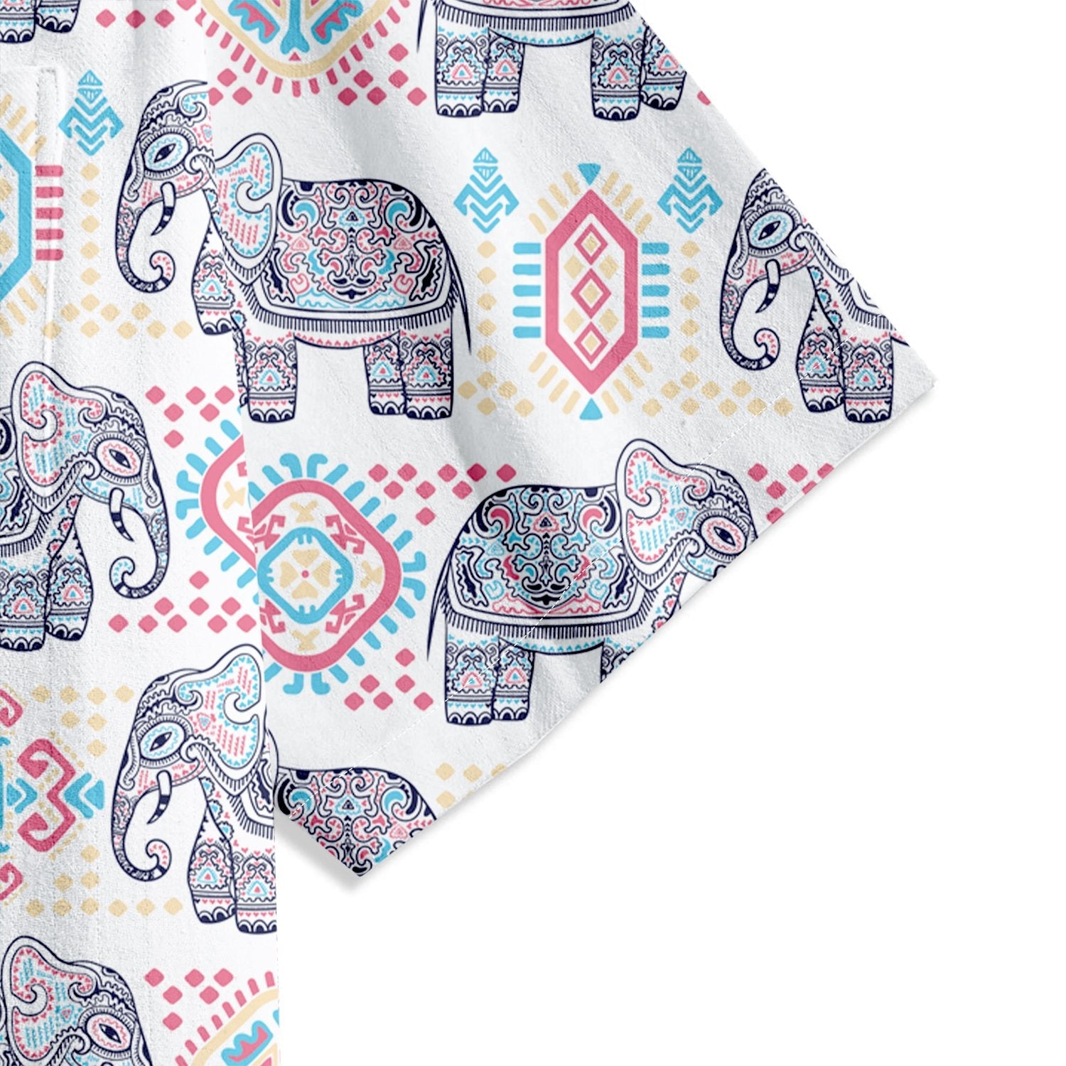 Tribal Decorative Indian Elephant Print Short Sleeve Shirt - Bonlax - Bonlax