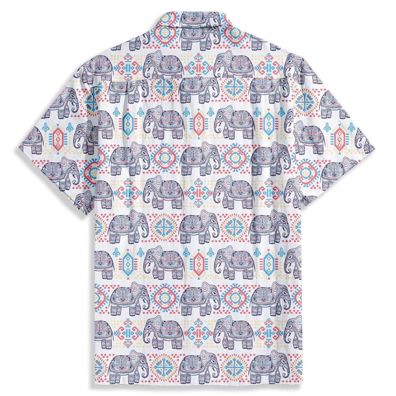 Tribal Decorative Indian Elephant Print Short Sleeve Shirt - Bonlax - Bonlax