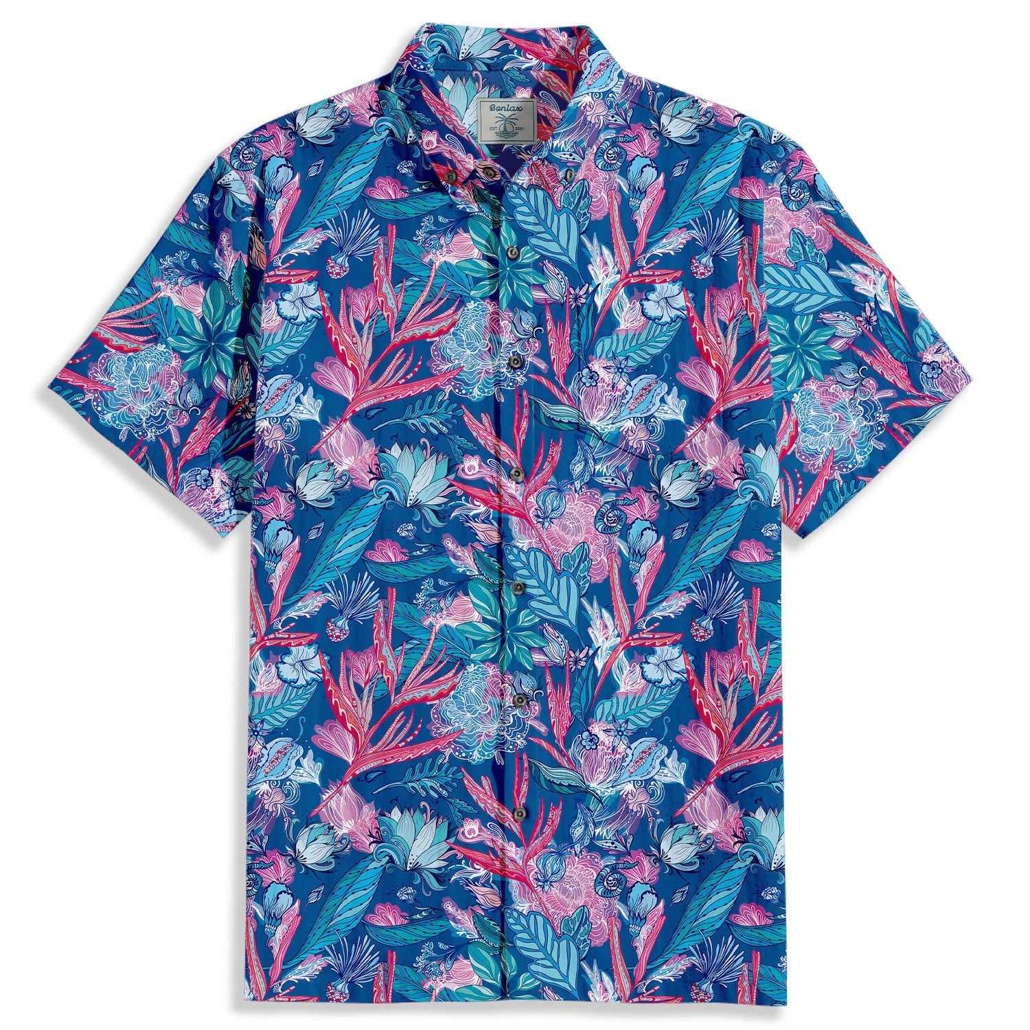 Tropical Plant Pattern Short Sleeve Shirt - Bonlax - Bonlax