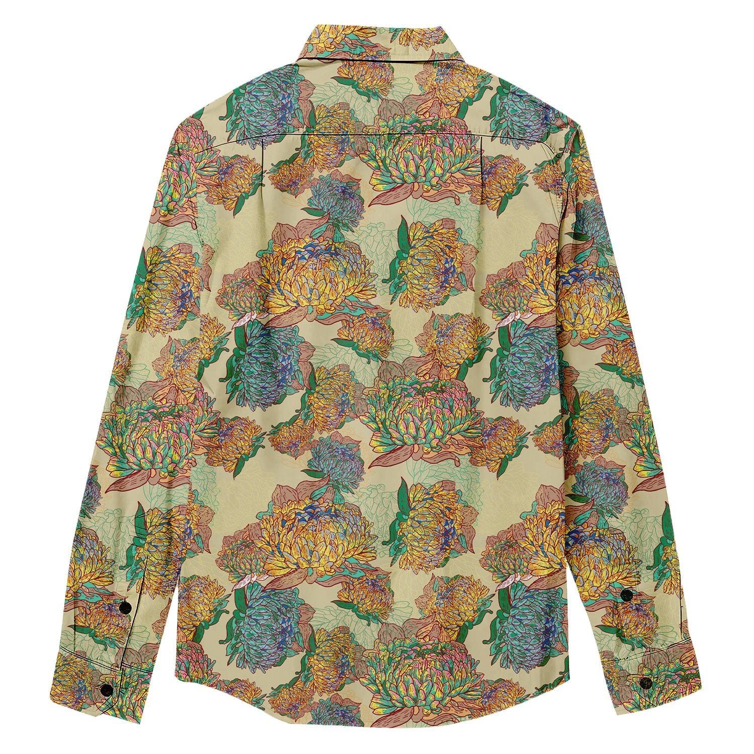 Vintage Chrysanthemum Pattern Long Sleeve Shirt - Bonlax - Bonlax