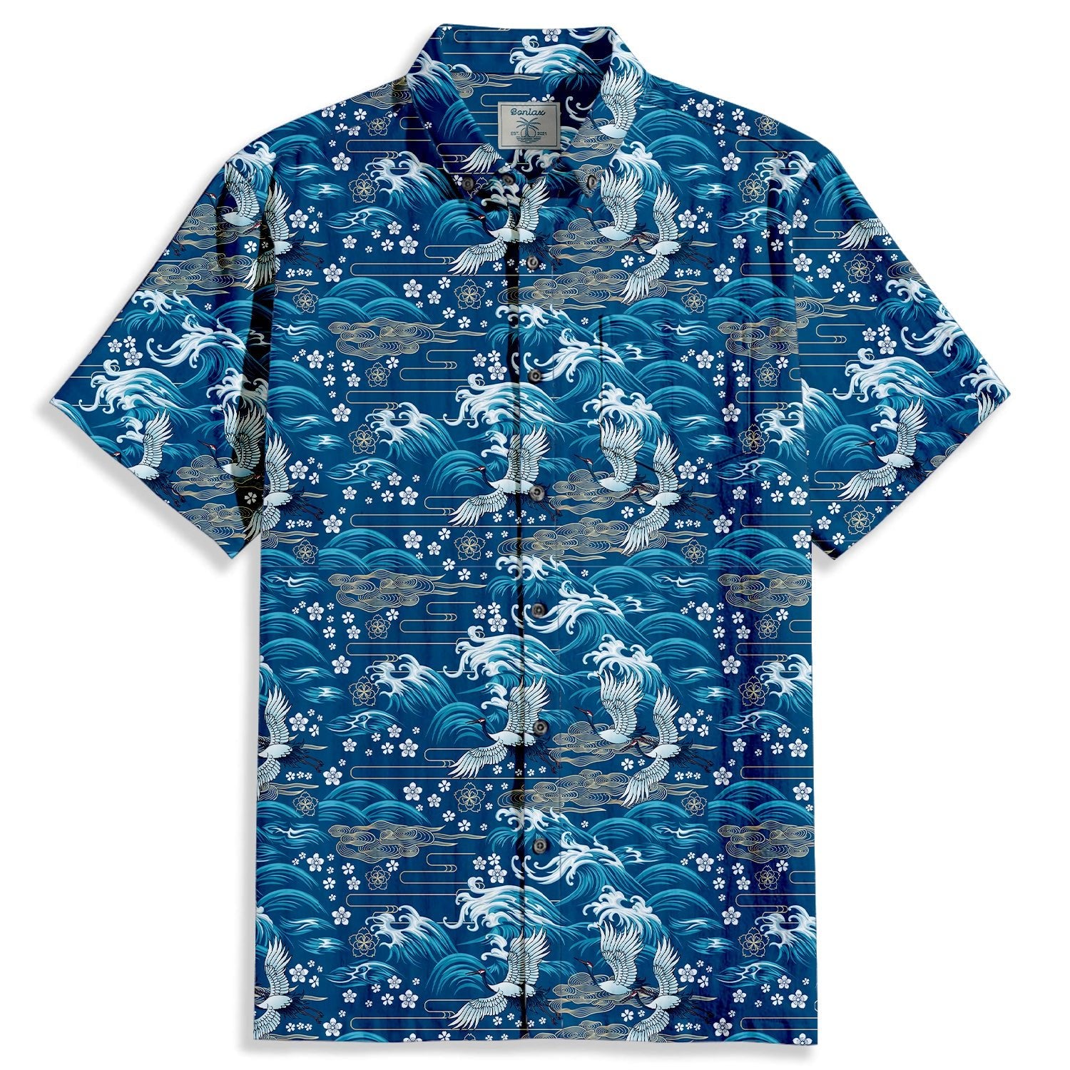Waves & Clouds Print Short Sleeve Shirt - Bonlax - Bonlax