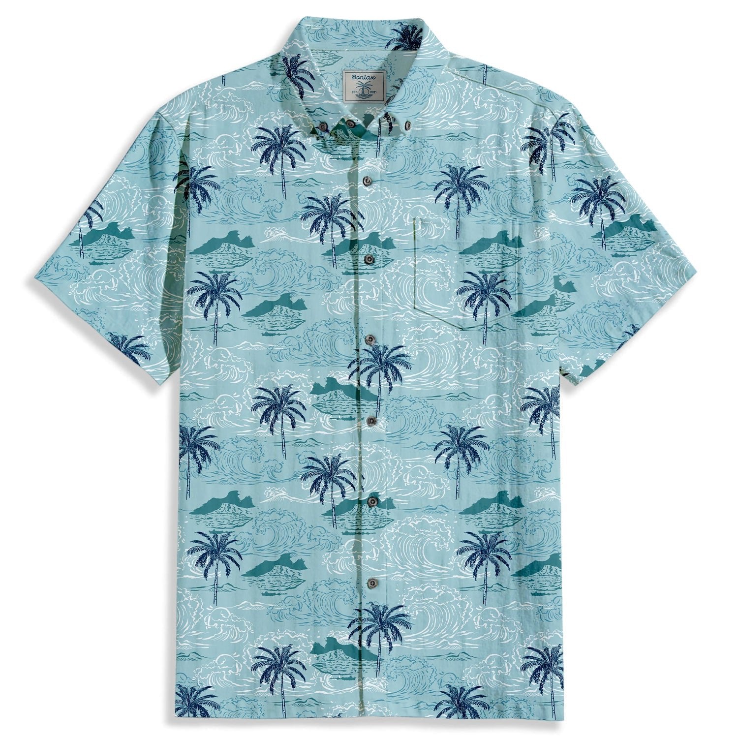 Waves Coconut Trees Print Short Sleeve Shirt - Bonlax - Bonlax
