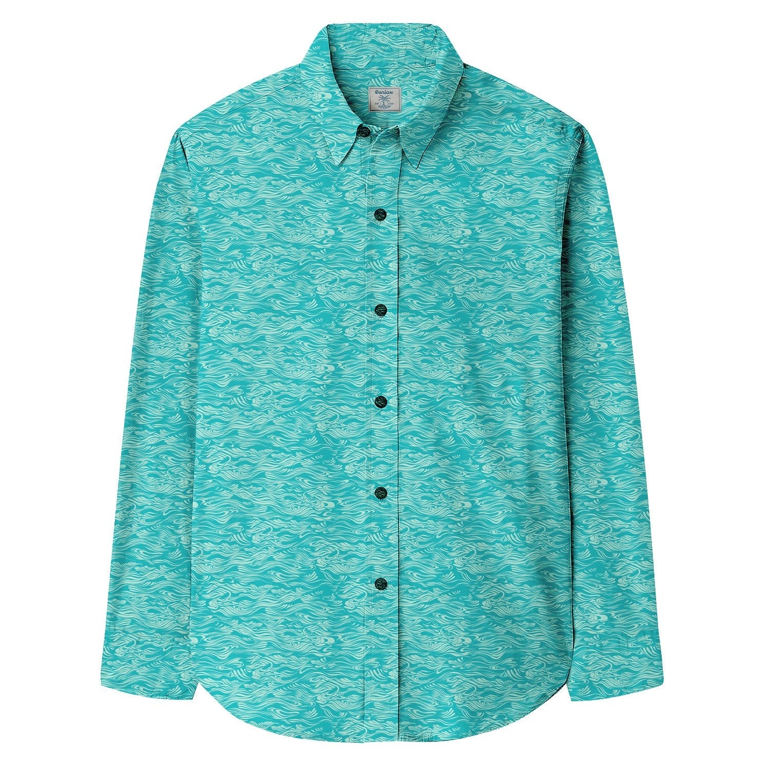 Wavy Lines Print Long Sleeve Shirt - Bonlax - Bonlax