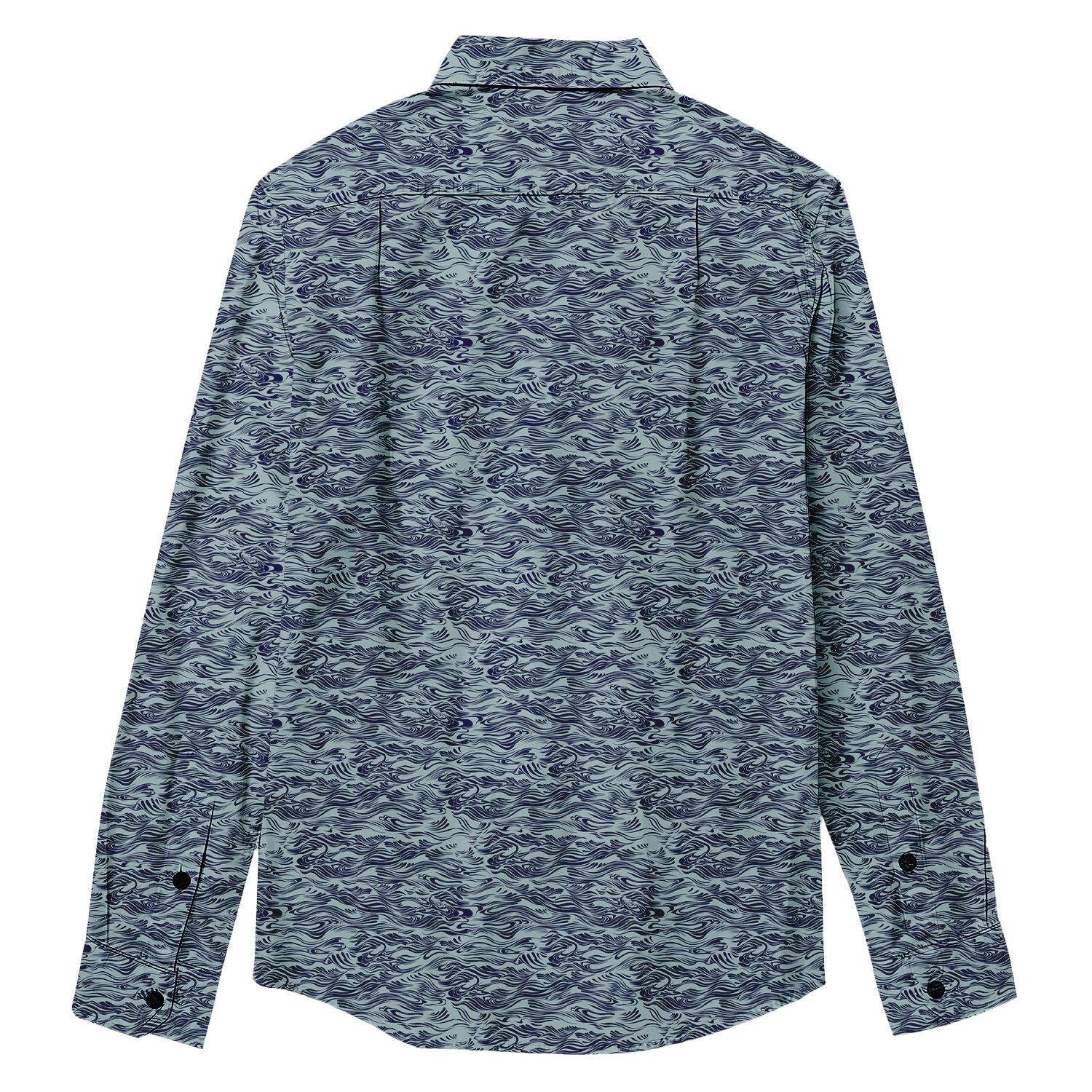 Wavy Lines Print Long Sleeve Shirt - Bonlax - Bonlax