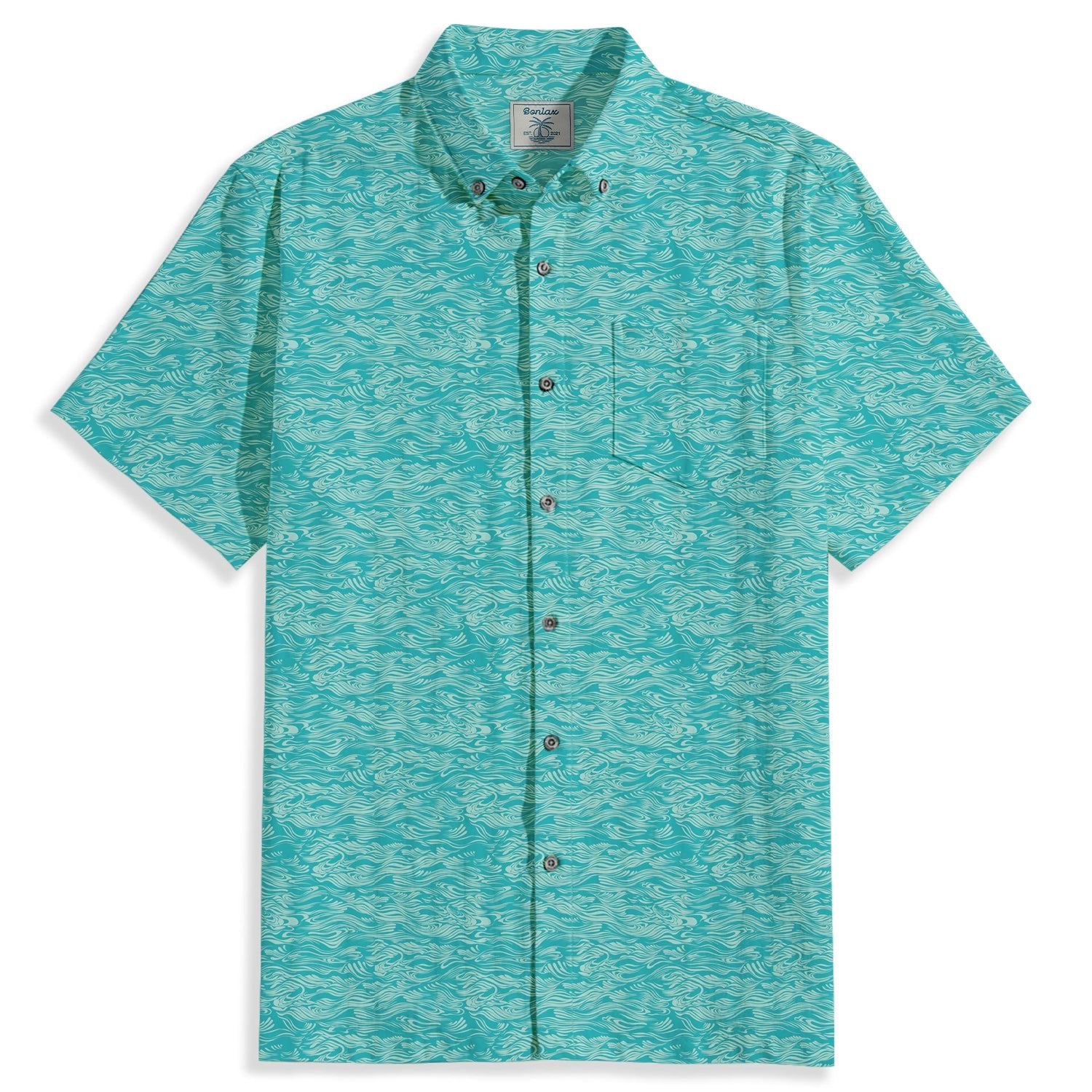 Wavy Lines Print Short Sleeve Shirt - Bonlax - Bonlax