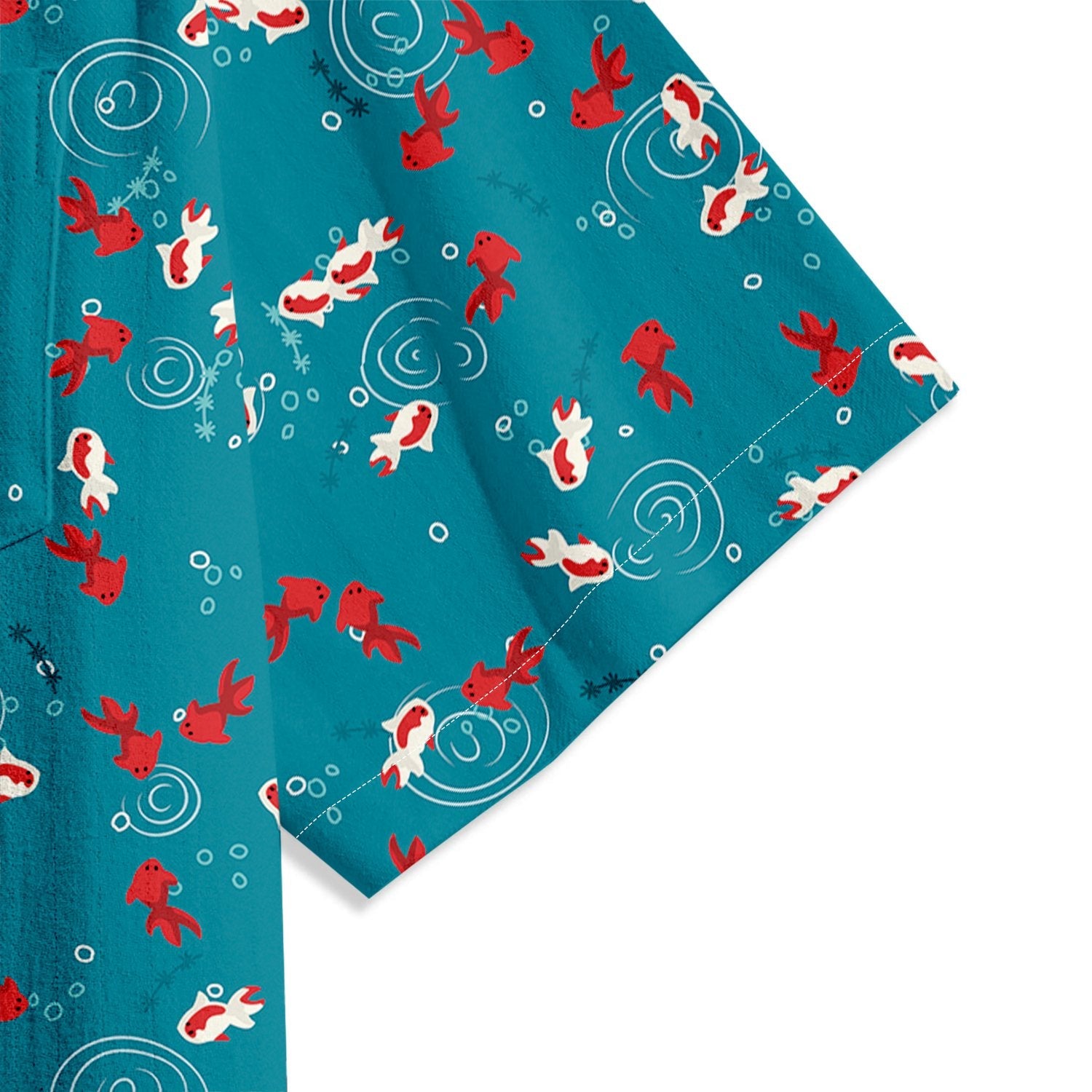 White & Red Koi Print Short Sleeve Shirt - Bonlax - Bonlax