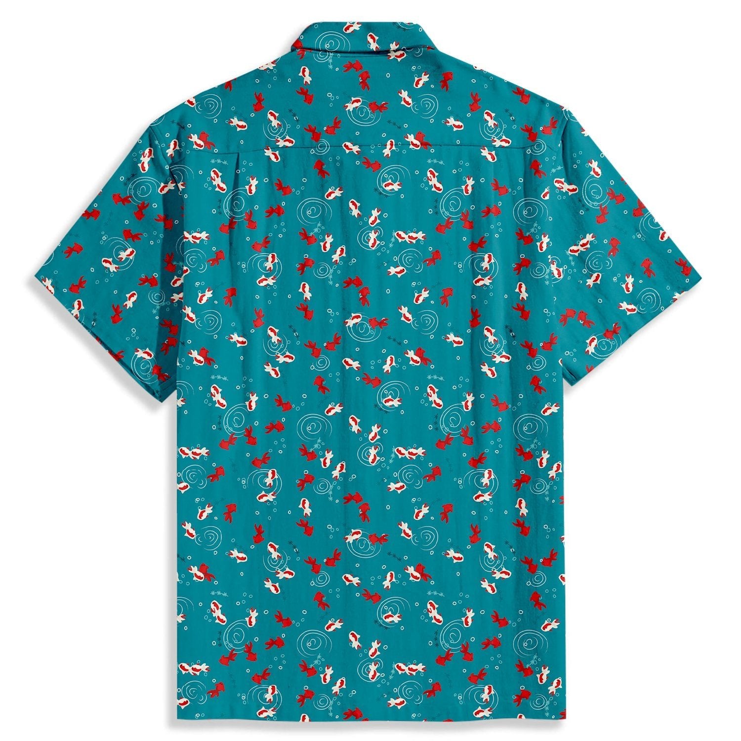 White & Red Koi Print Short Sleeve Shirt - Bonlax - Bonlax