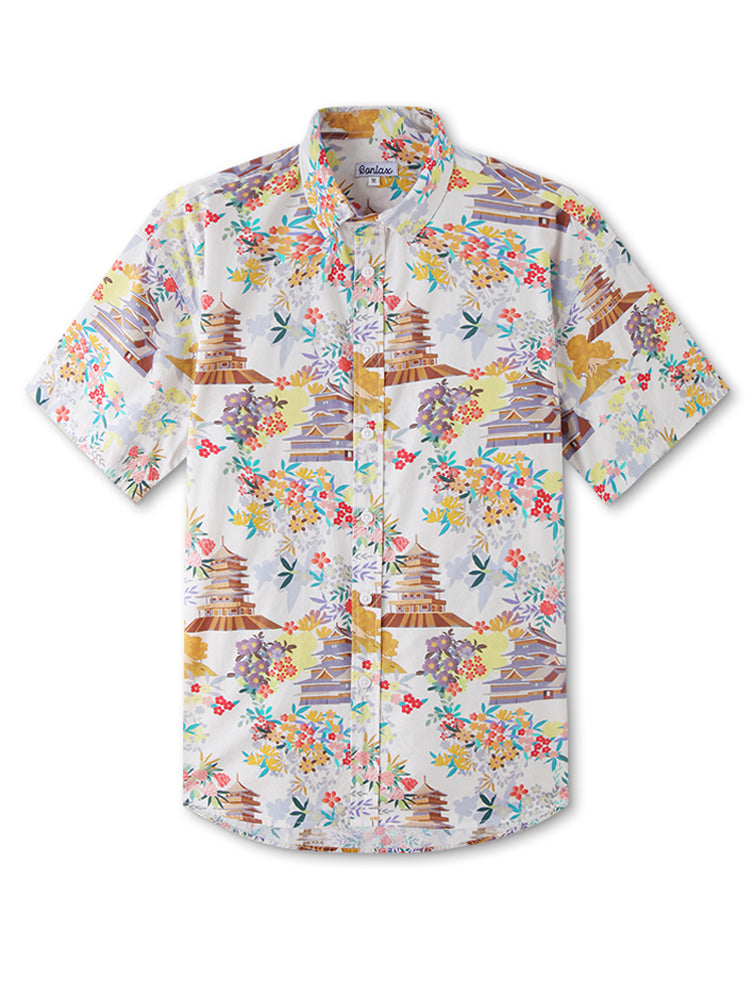 Elevate Style with Men's Tower Floral Short Sleeve Shirt - Bonlax