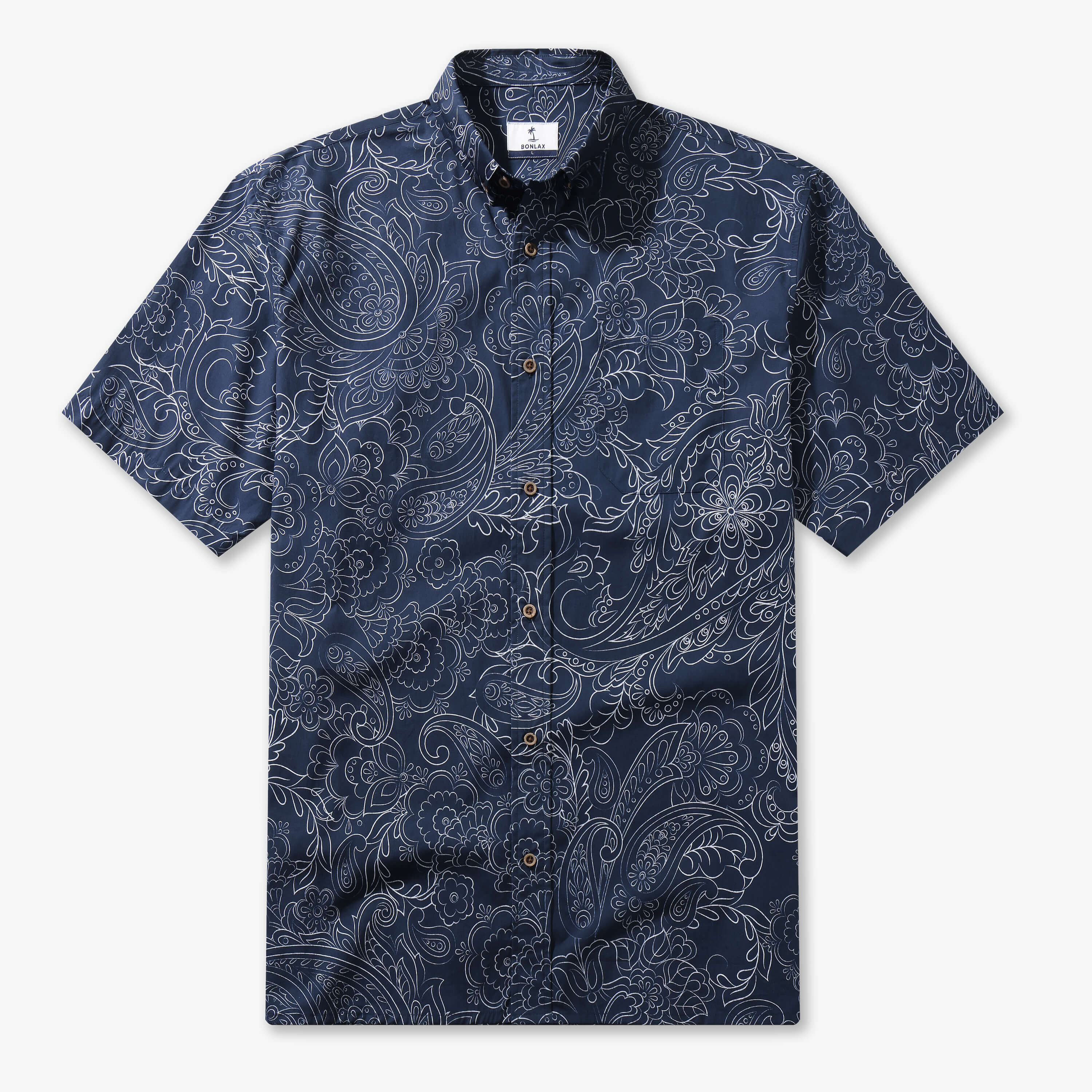 Men's Cocoa Paisley Shirt | Vintage Brown Short Sleeve | Bonlax