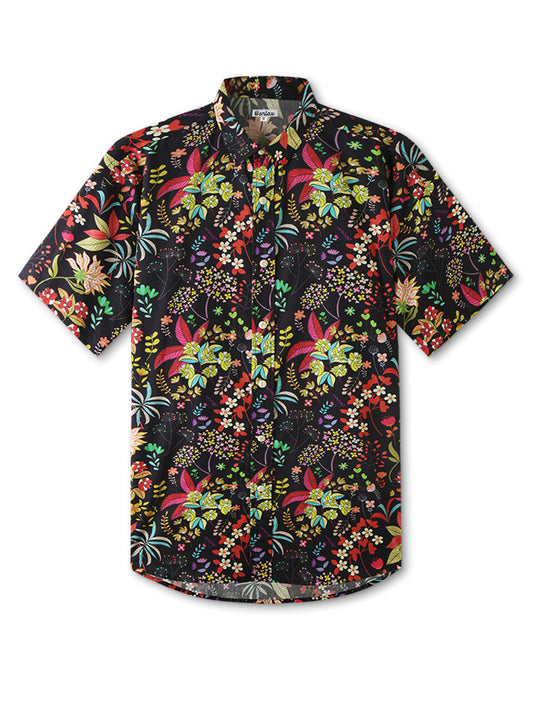 Spoon Floral Short Sleeve Hawaiian Shirt - Bonlax