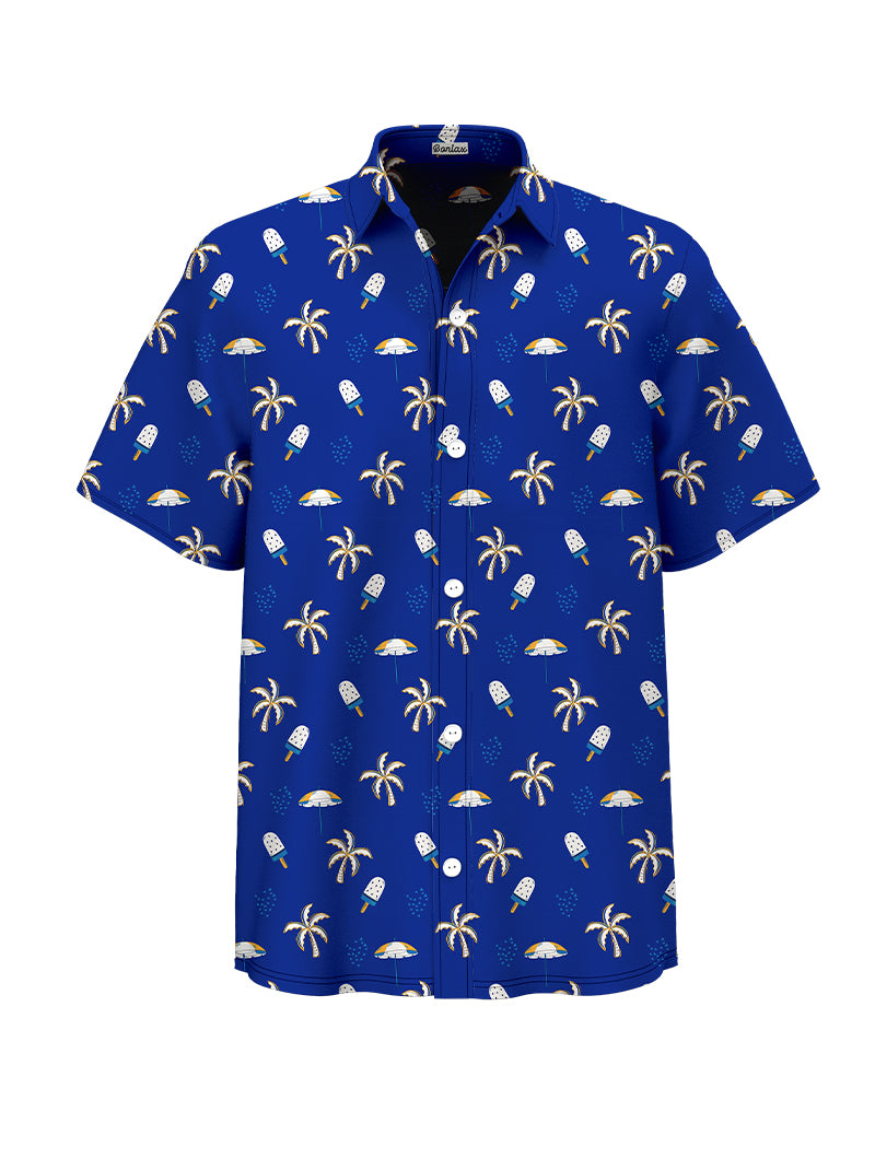 Tropical Vibes: Men's Ice Cream Hawaiian Short Sleeve Shirt – Bonlax