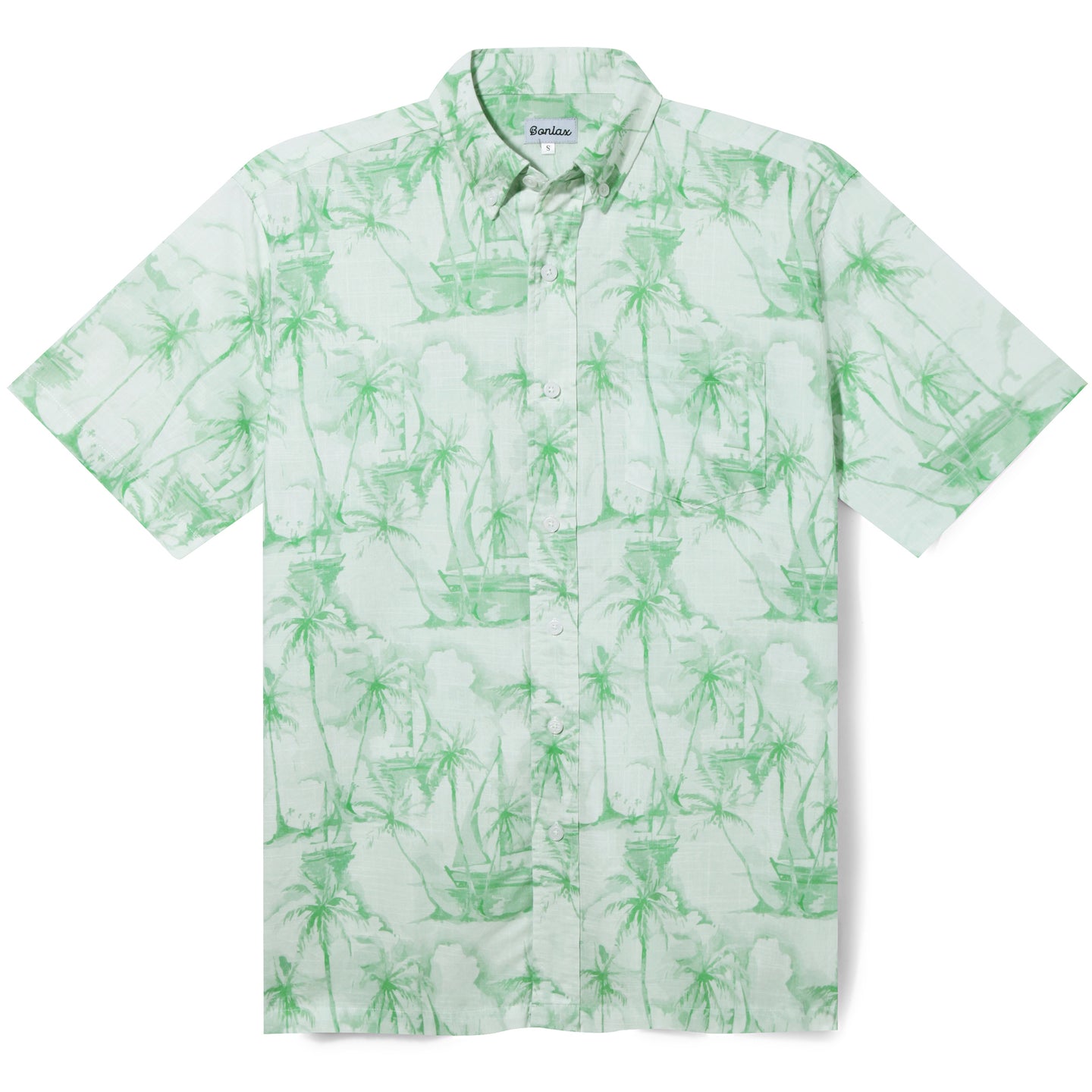 Trees & Boat Pattern Hawaiian Shirt - Bonlax