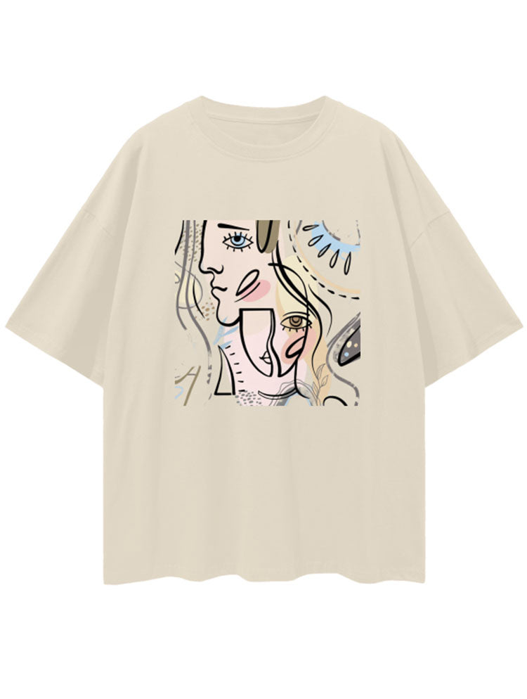 Personalized Face Simple Drawing Oversize Tee