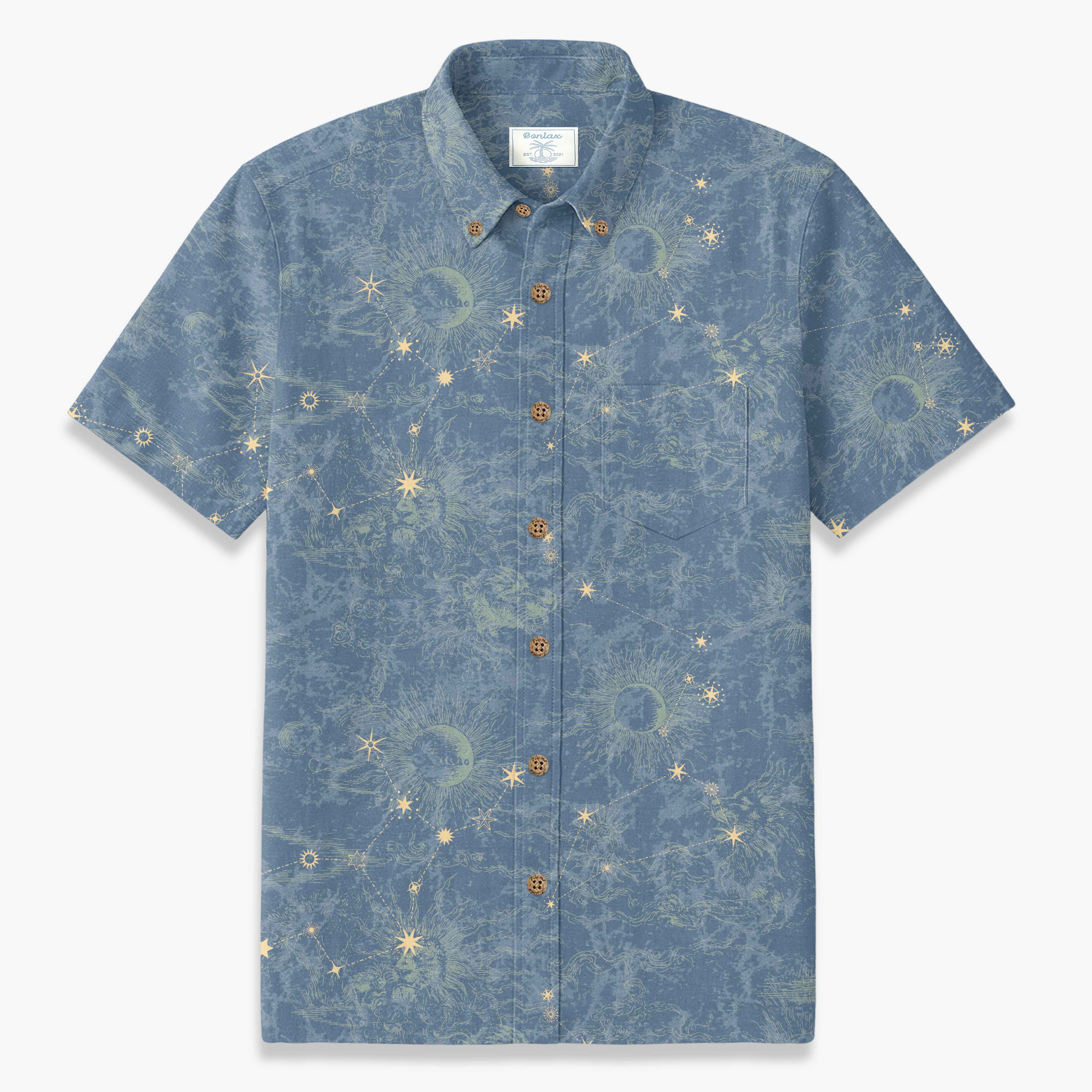 Men's Starry Sky Voyage Shirt | Artistic Van Gogh Style Print | Bonlax