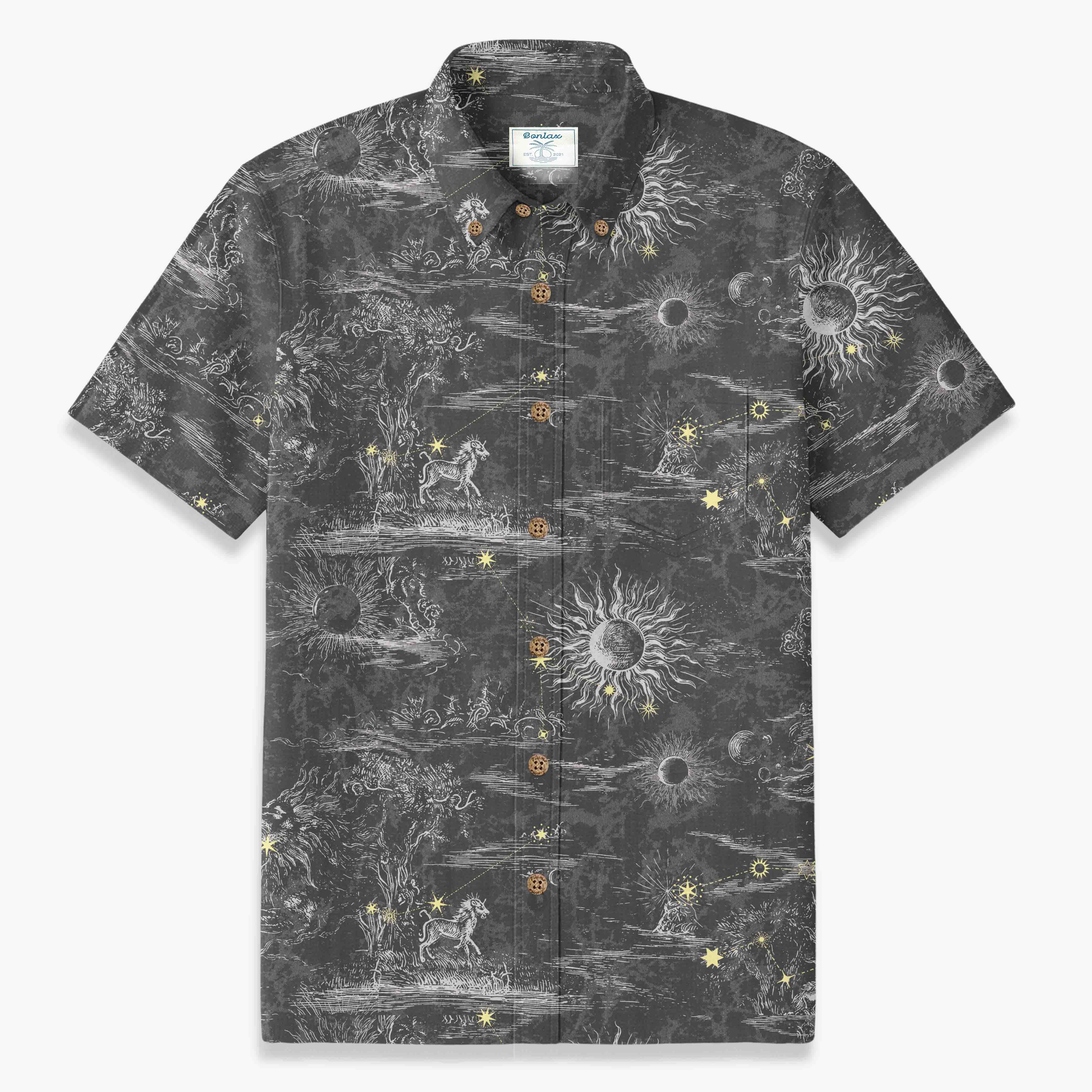 Men's Starry Sky Voyage Shirt | Artistic Van Gogh Style Print | Bonlax
