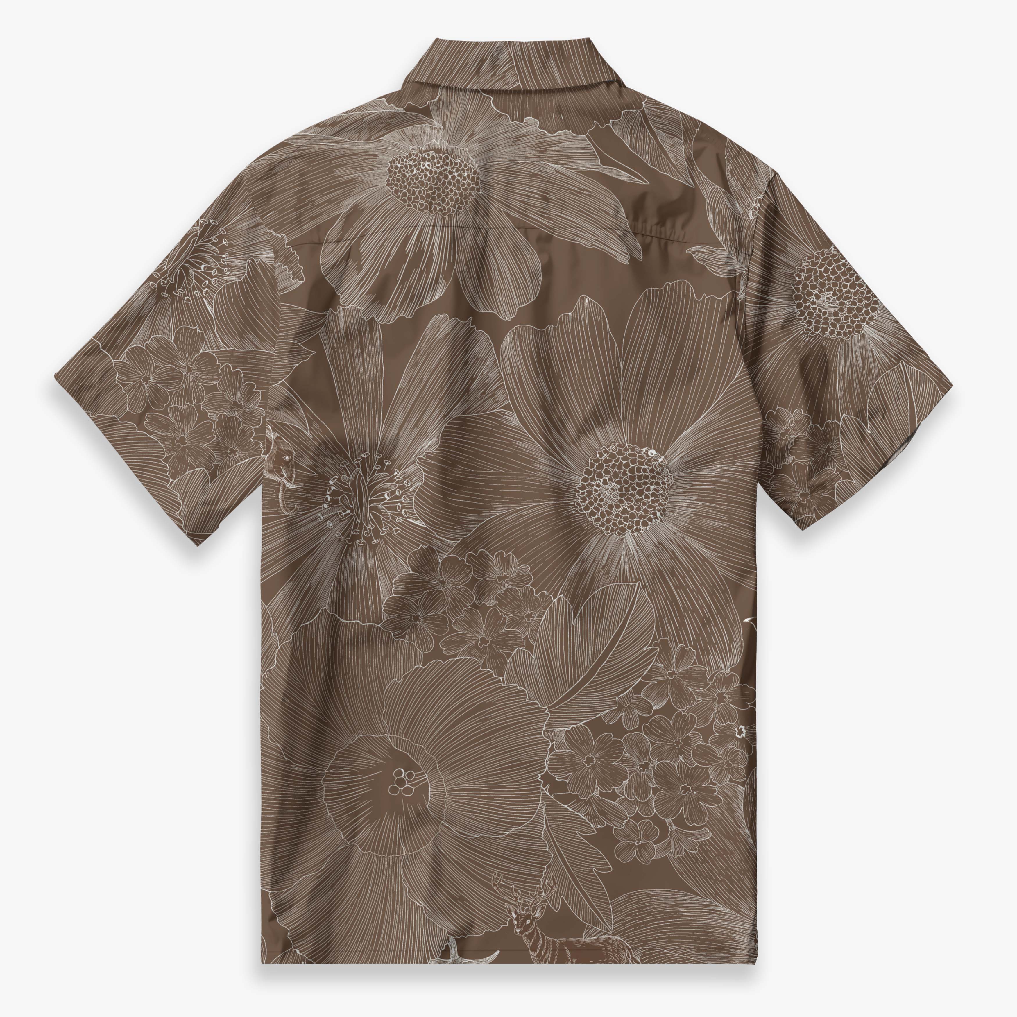 Men's Indigo Elephant Shirt | Exotic Floral Camp Collar | Bonlax