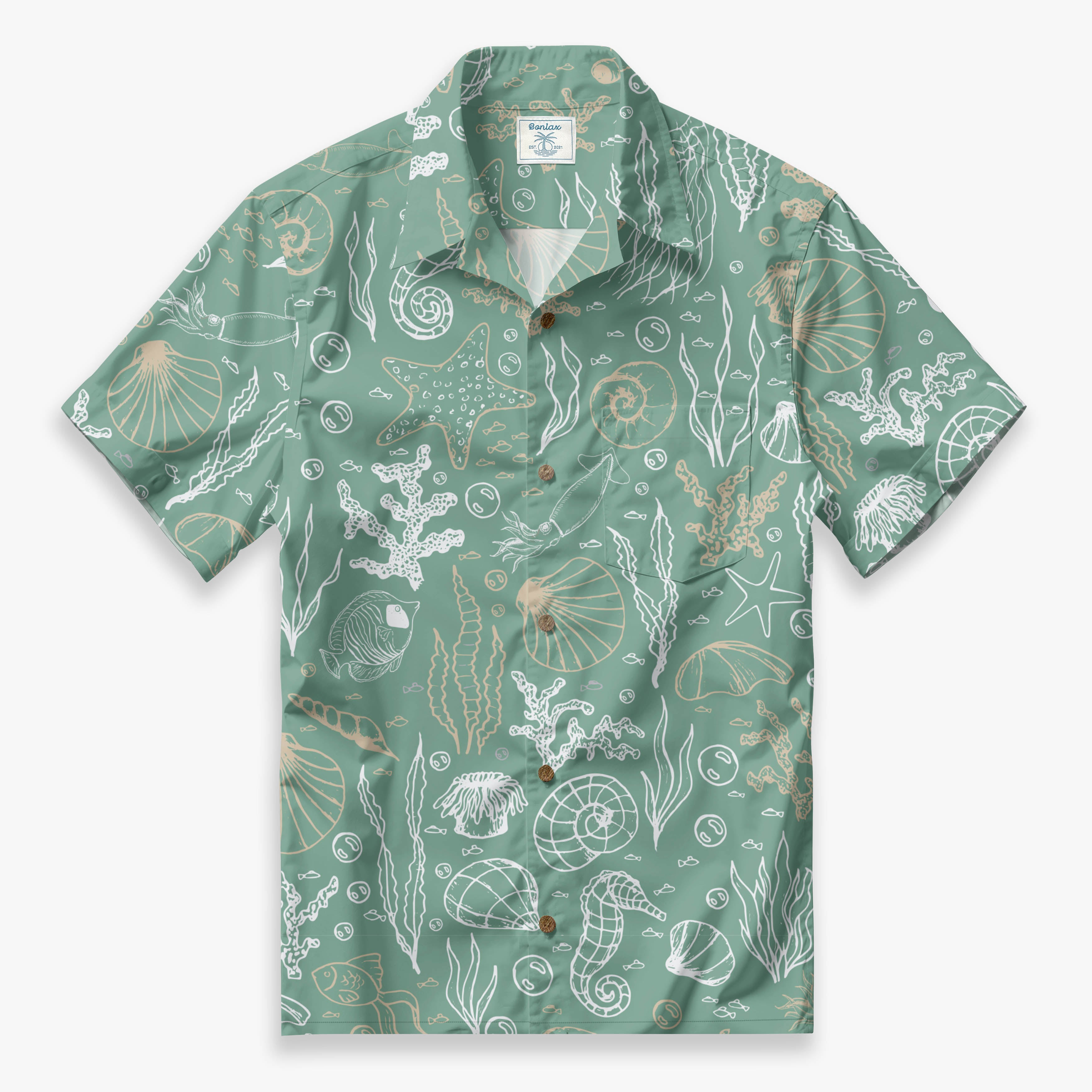 Marine Life Scroll Camp Shirt