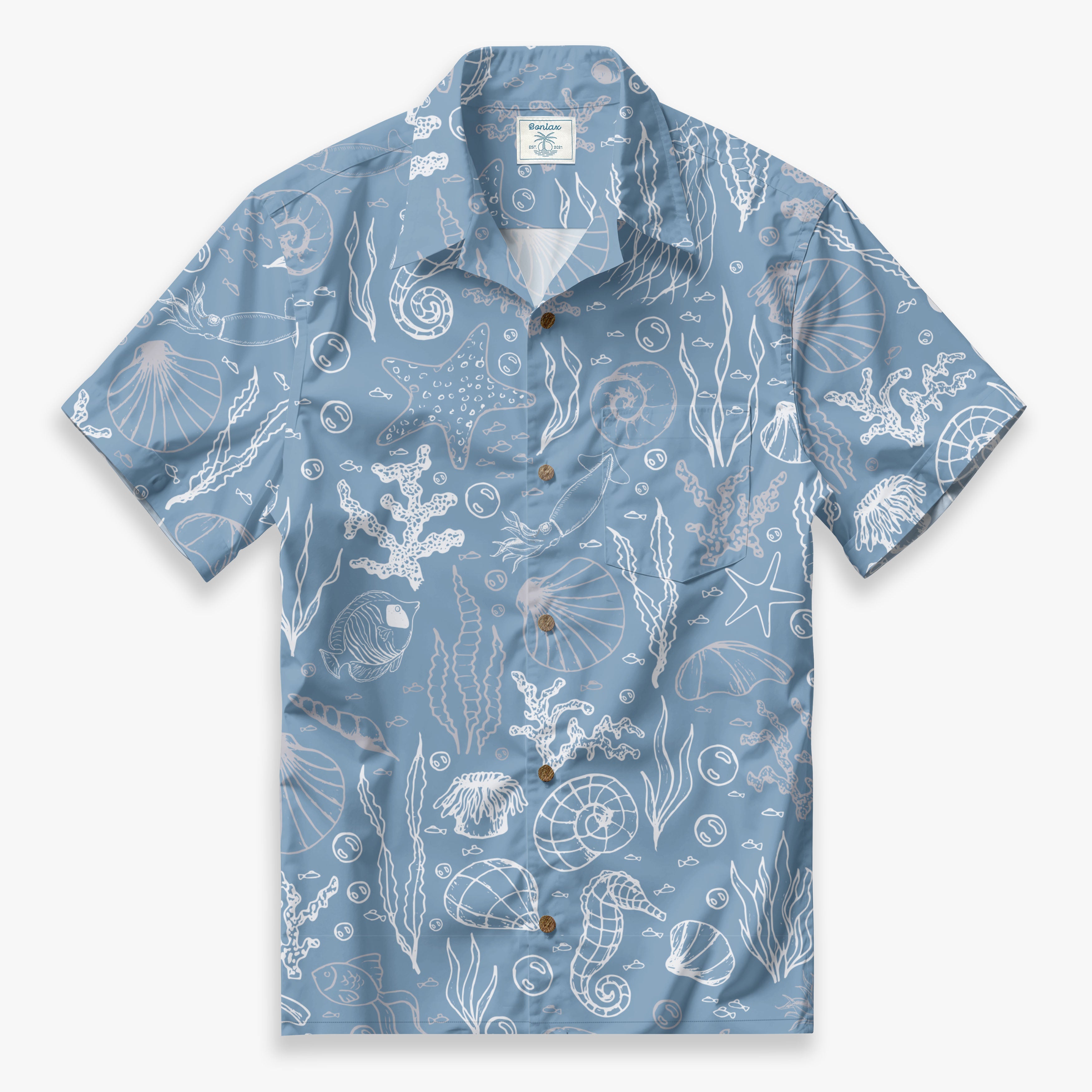 Marine Life Scroll Camp Shirt