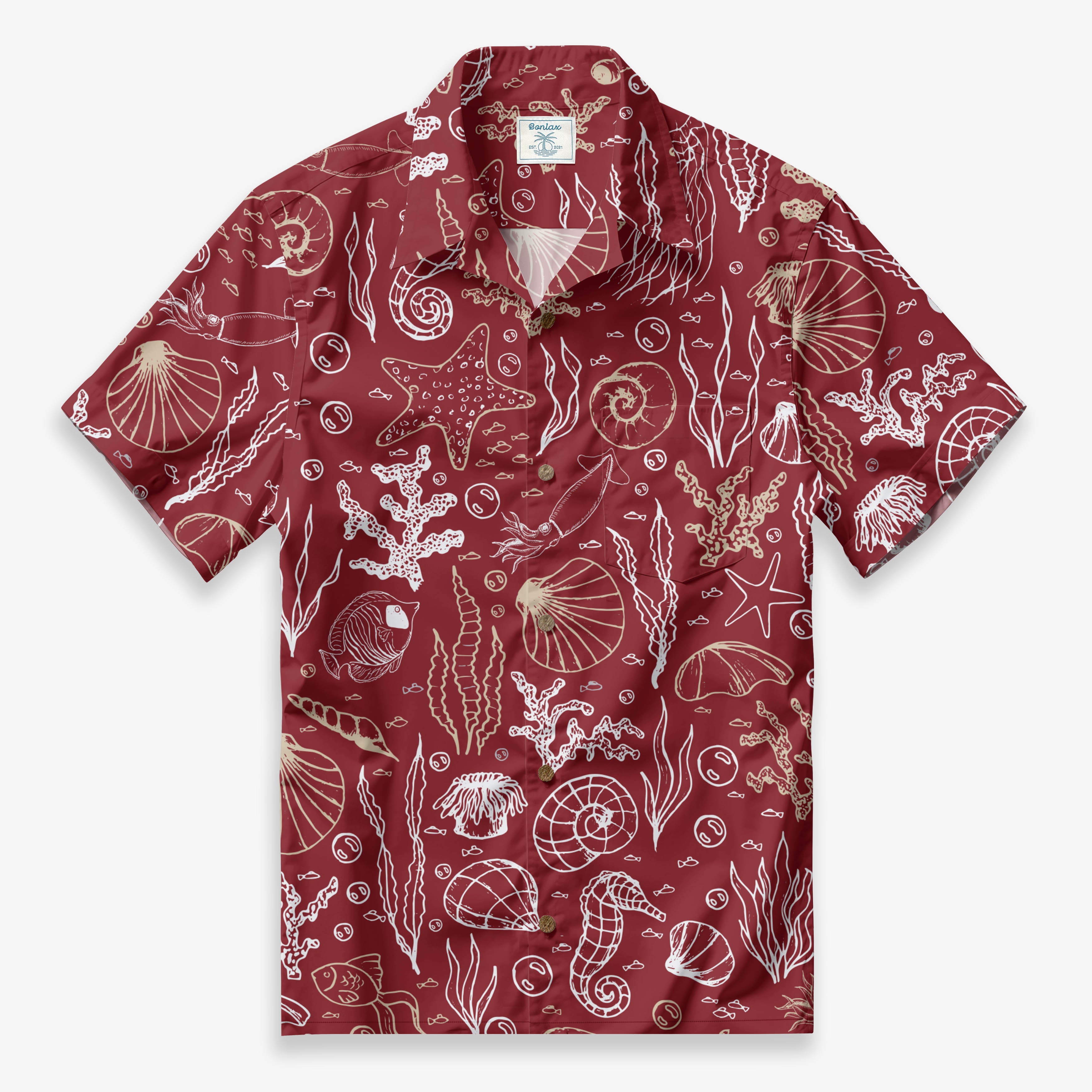 Marine Life Scroll Camp Shirt