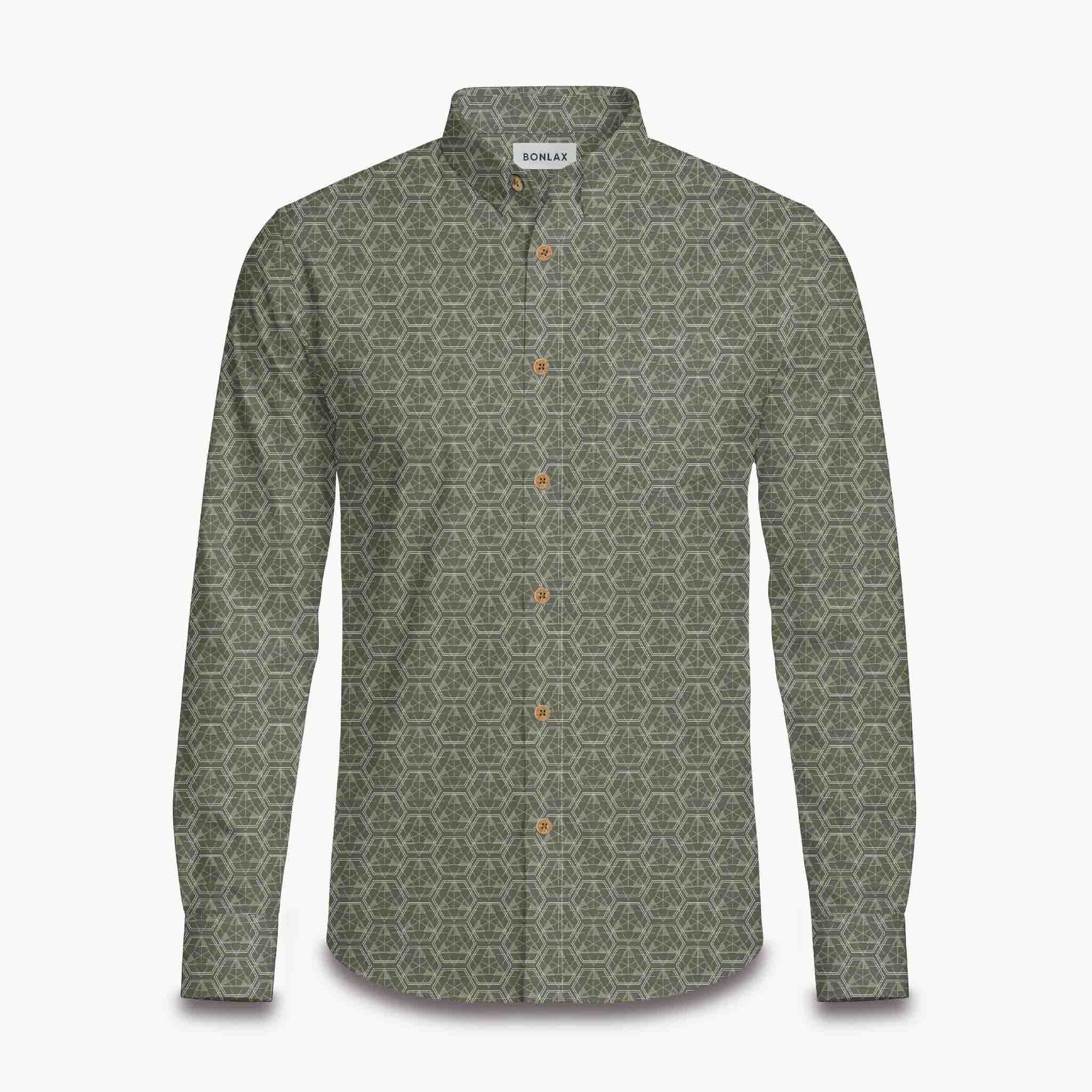 Basic Geometric Print Long Sleeve Shirt
