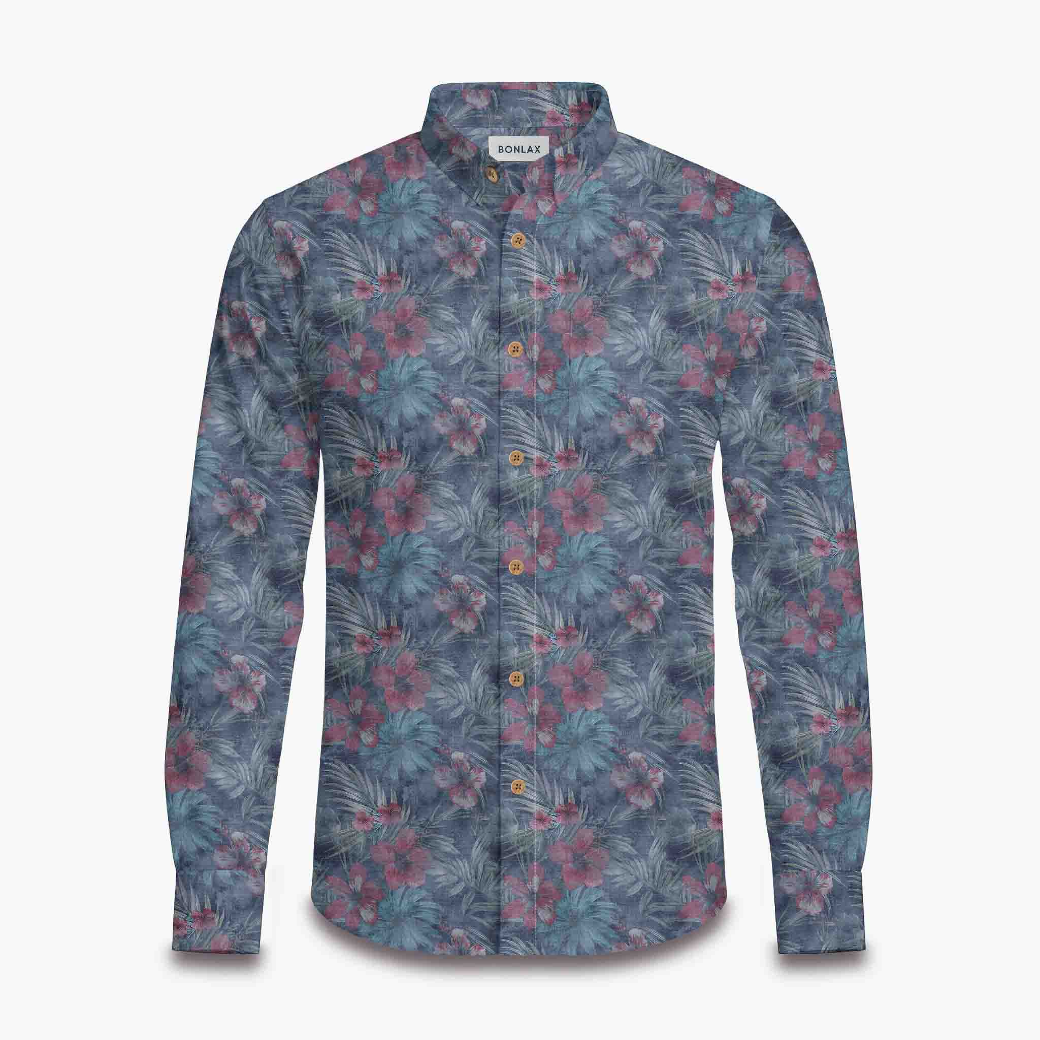 Nighttime Hibiscus Dance Long Sleeve Shirt